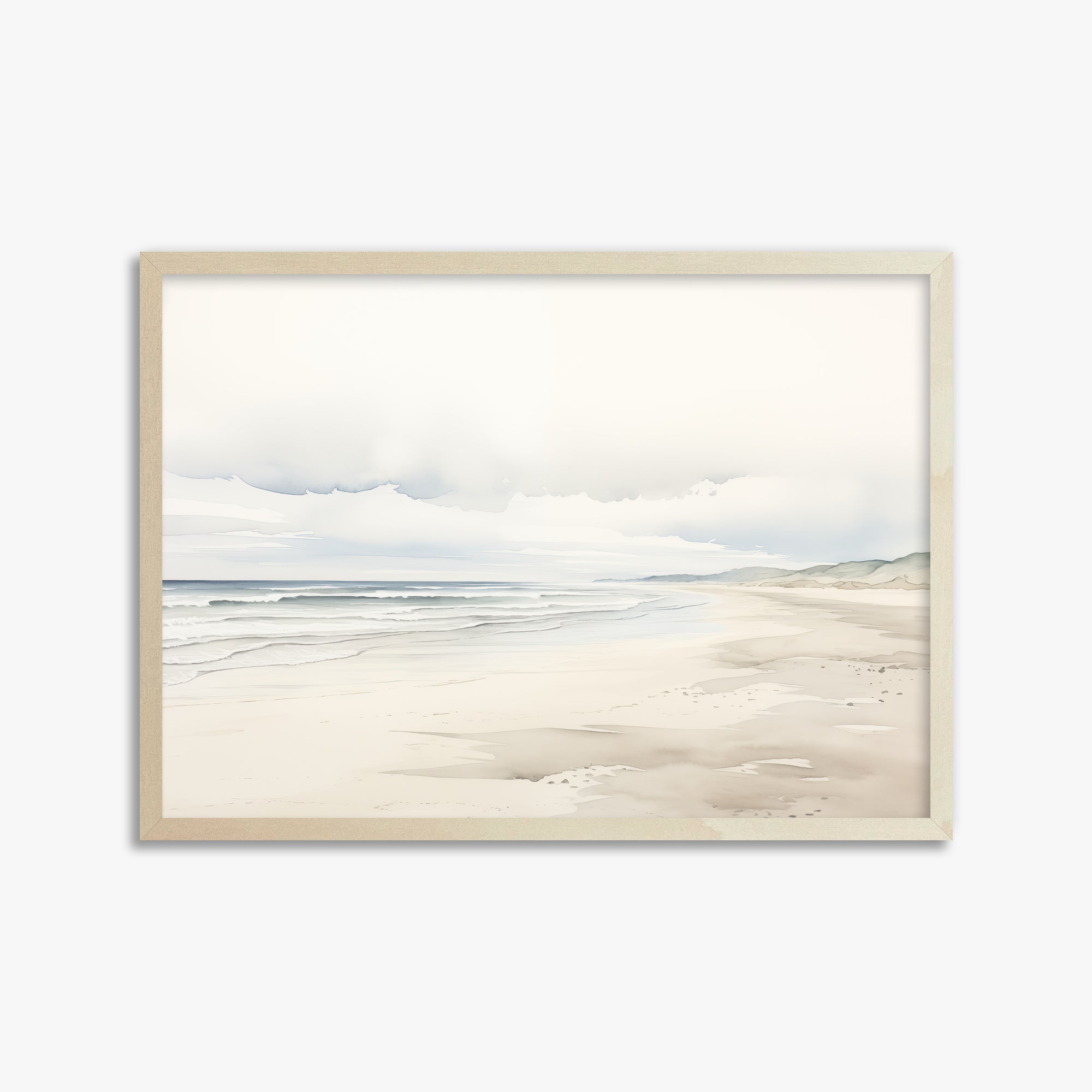 Serene Shoreline, 50x70cm Framed Poster With Lime Wood Frame