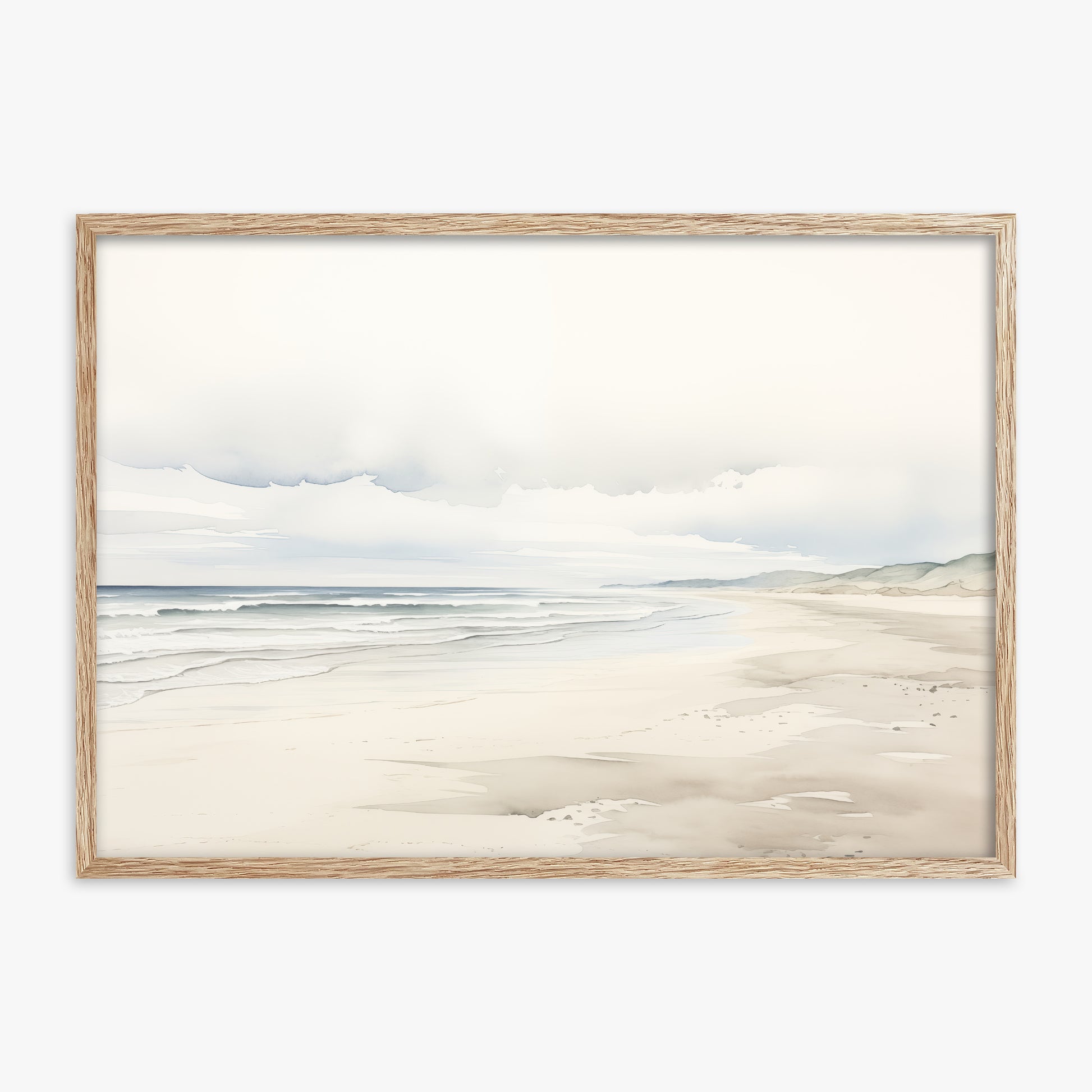 Serene Shoreline, 70x100cm Framed Poster With Raw Oak Frame