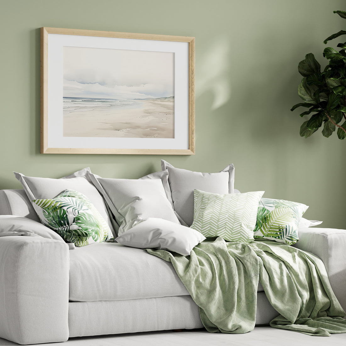 Serene Shoreline, 50x70cm Framed Poster With Black Frame