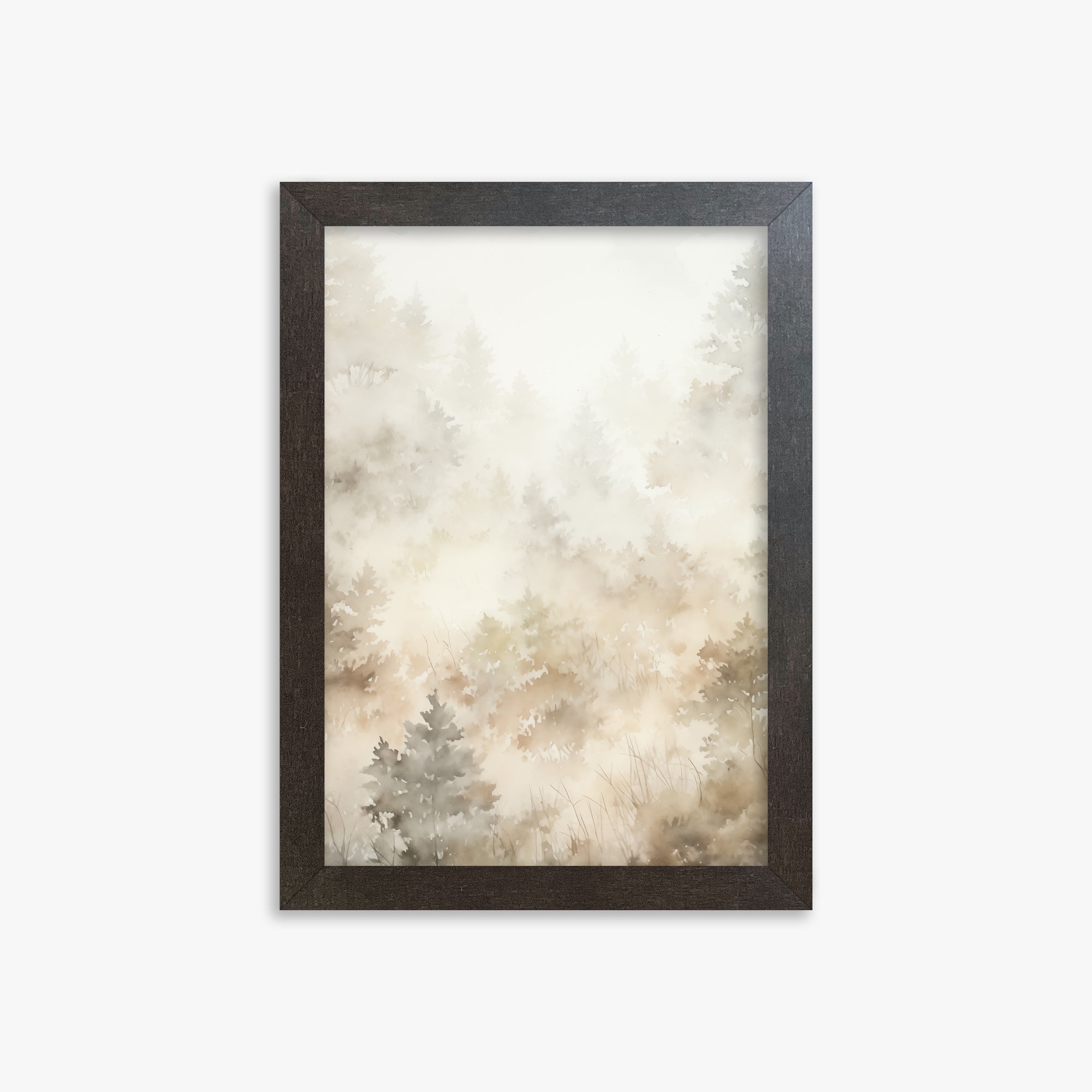 Misty Forest Whispers, 21x30cm Framed Art Reproduction With Espresso Frame