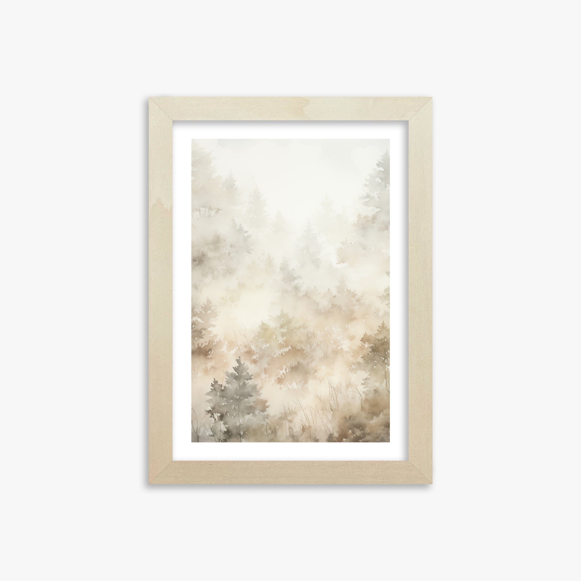 Misty Forest Whispers, 21x30cm Framed Art Reproduction With Lime Wood Frame