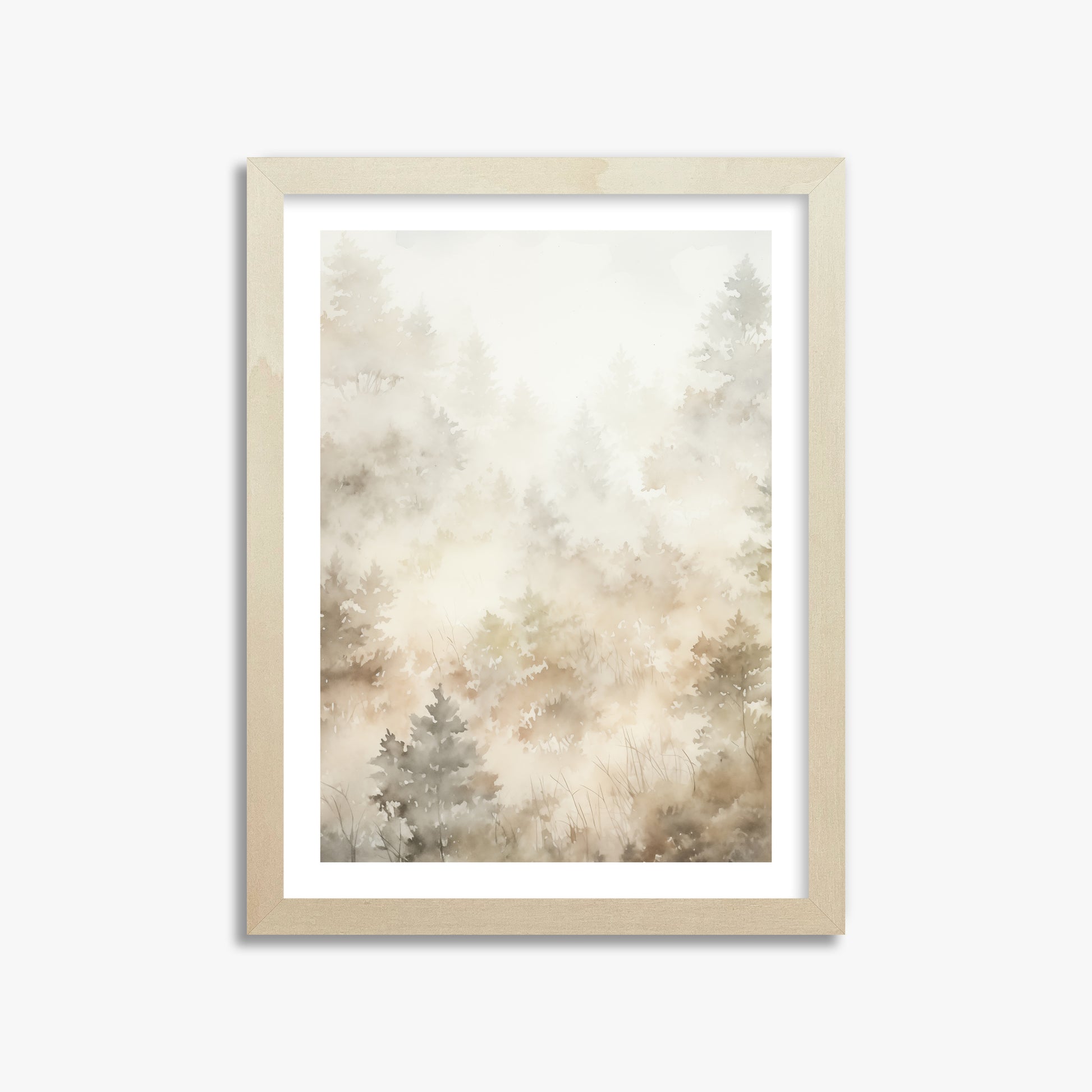 Misty Forest Whispers, 30x40cm Framed Art Reproduction With Lime Wood Frame