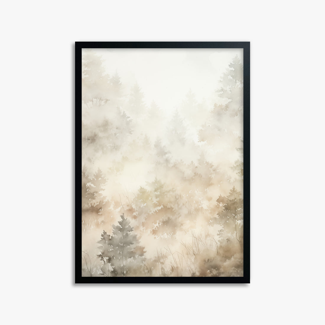 Misty Forest Whispers, 50x70cm Framed Poster With Black Frame
