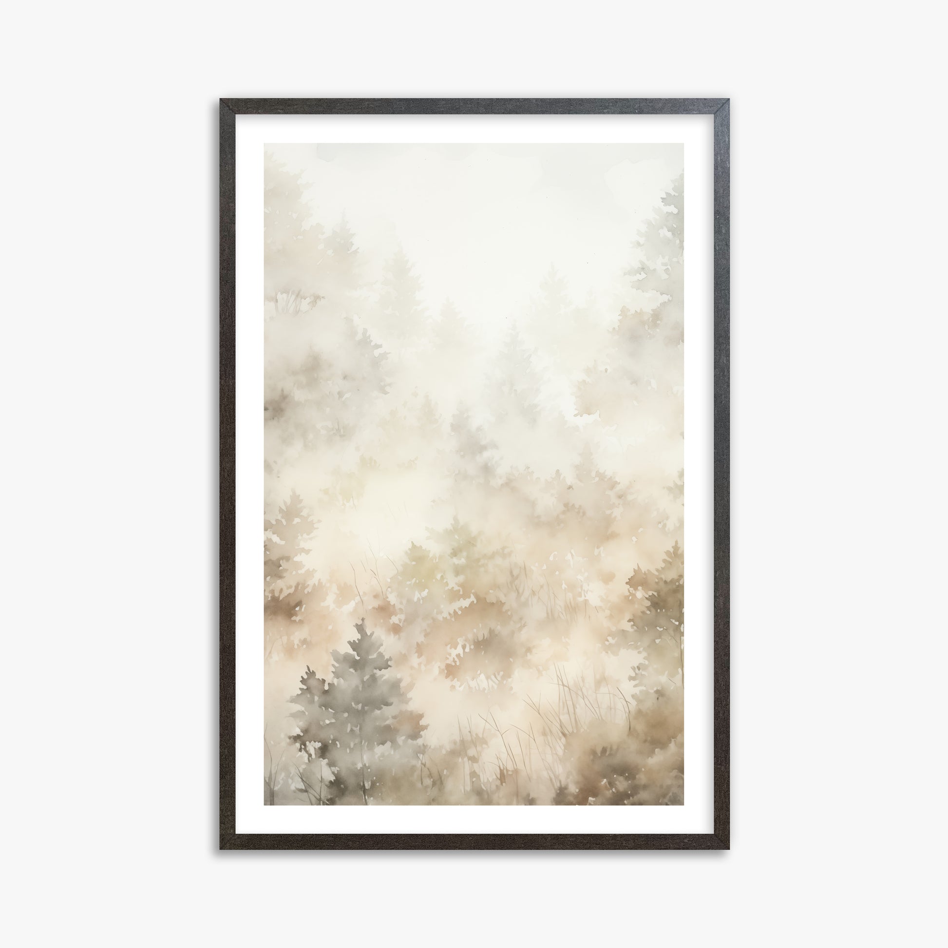 Misty Forest Whispers, 61x91cm Framed Art Reproduction With Espresso Frame