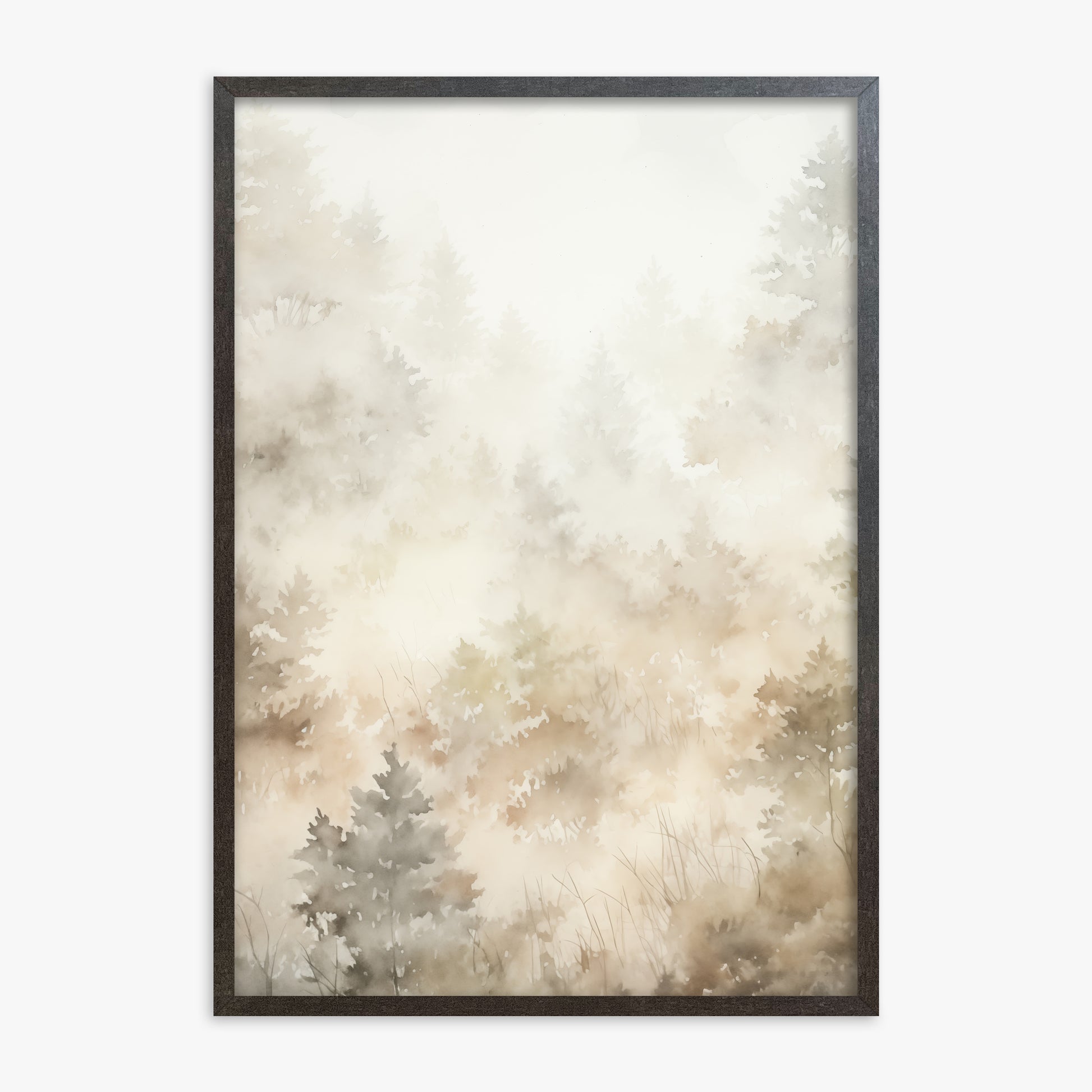 Misty Forest Whispers, 70x100cm Framed Art Reproduction With Espresso Frame