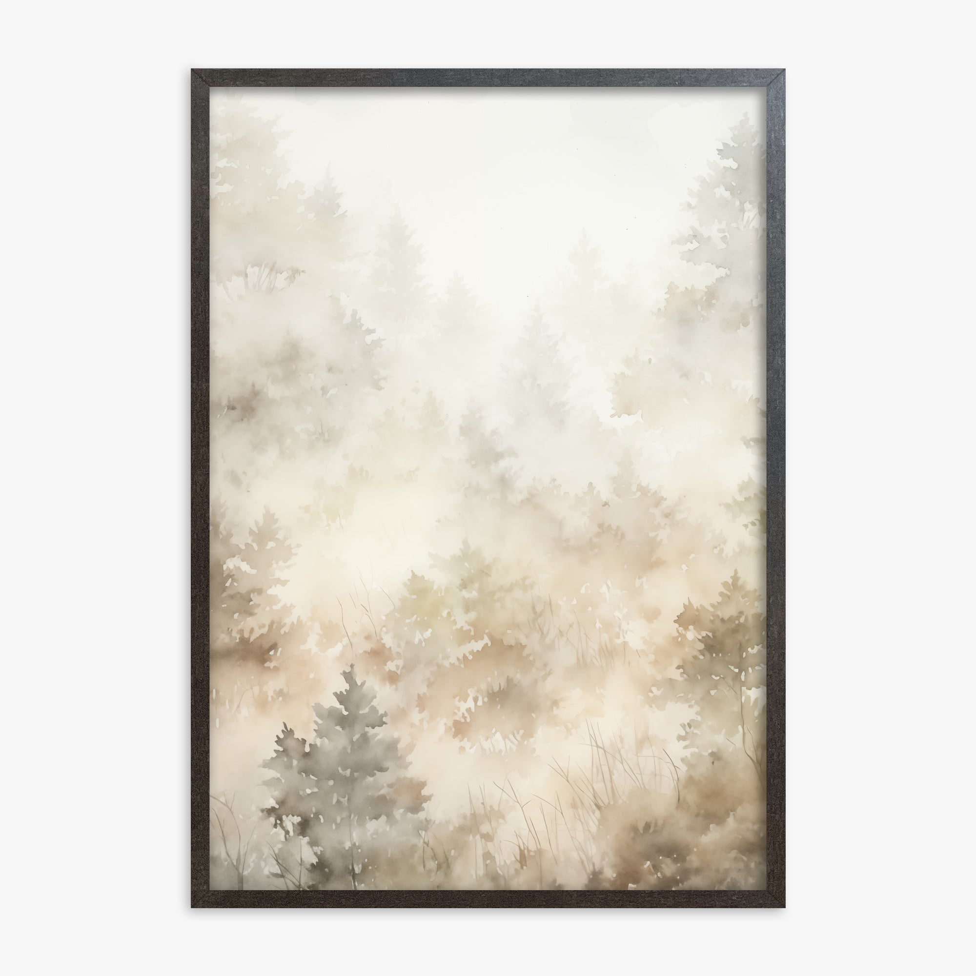 Misty Forest Whispers, 70x100cm Framed Art Reproduction With Espresso Frame