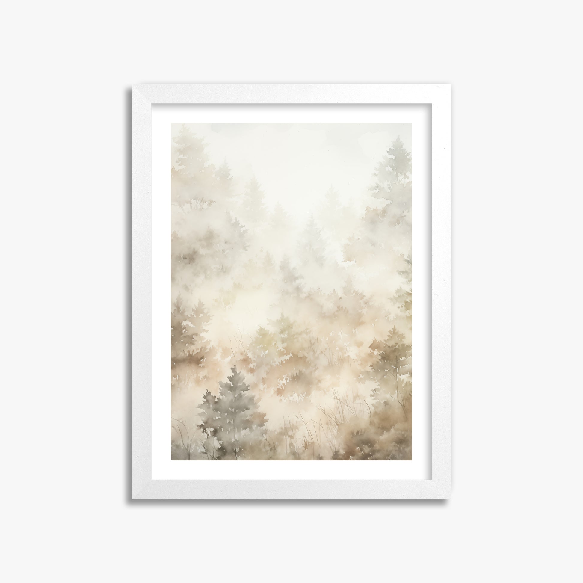 Misty Forest Whispers, 30x40cm Whitek Framed Art Reproduction