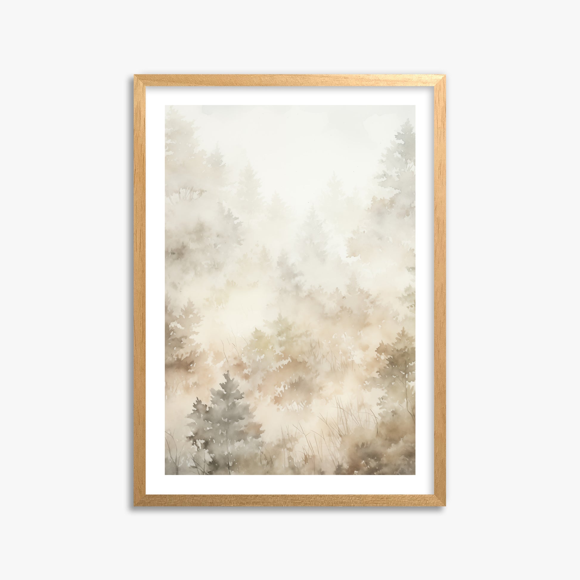 Misty Forest Whispers, 50x70cm Oak Framed Art Reproduction