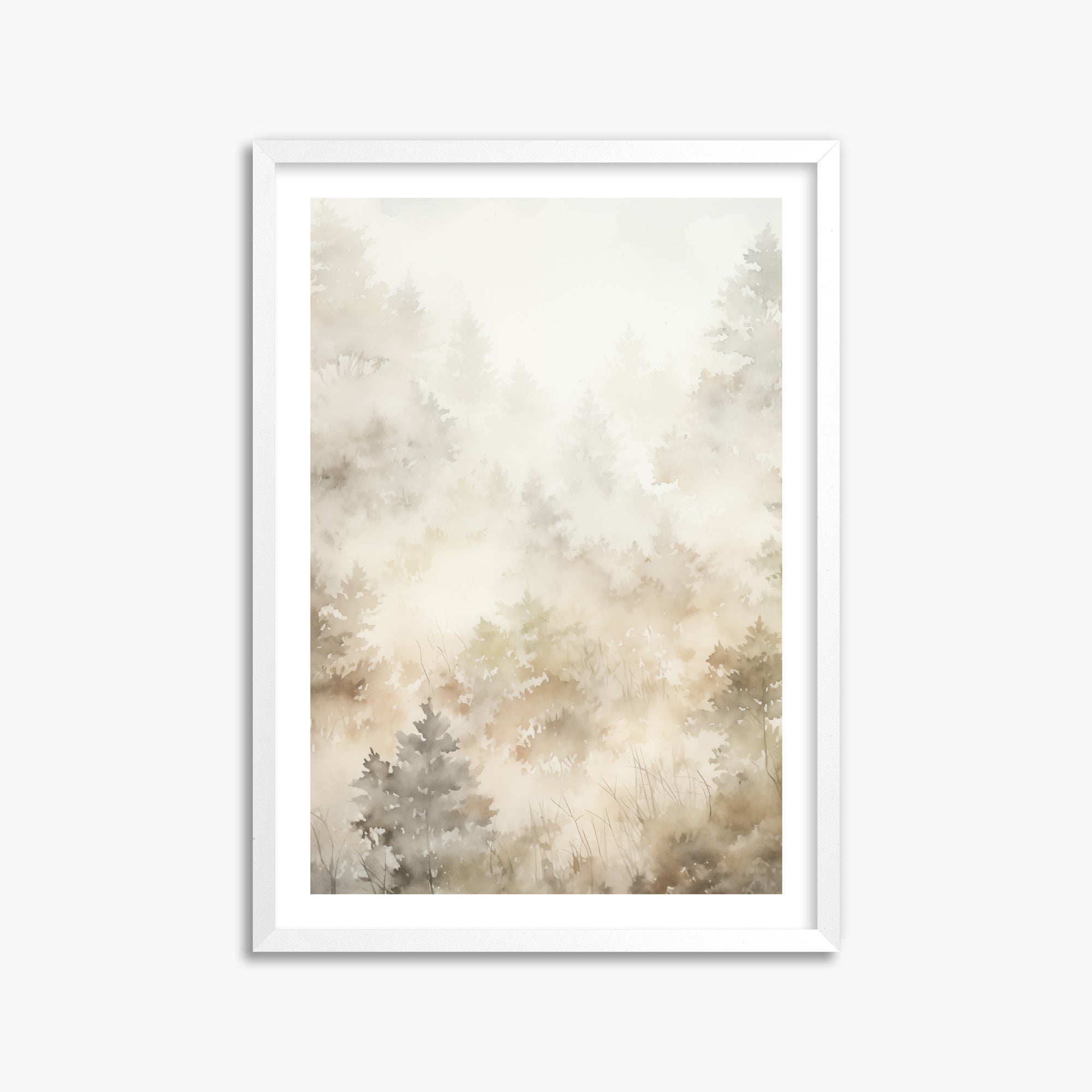 Misty Forest Whispers, 50x70cm Whitek Framed Art Reproduction