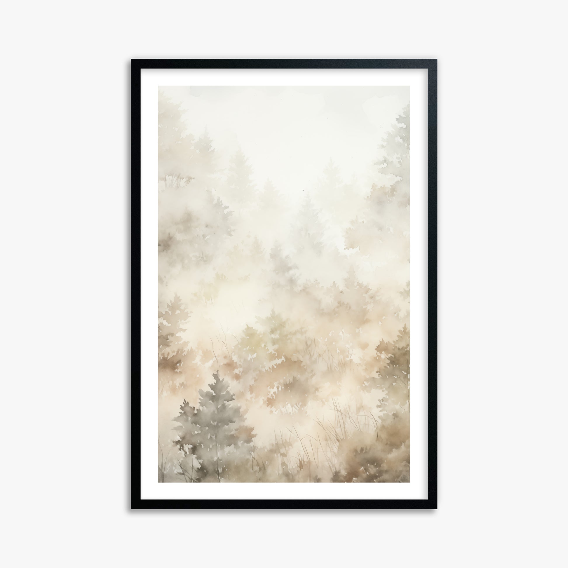 Misty Forest Whispers, 61x91cm Black Framed Art Reproduction