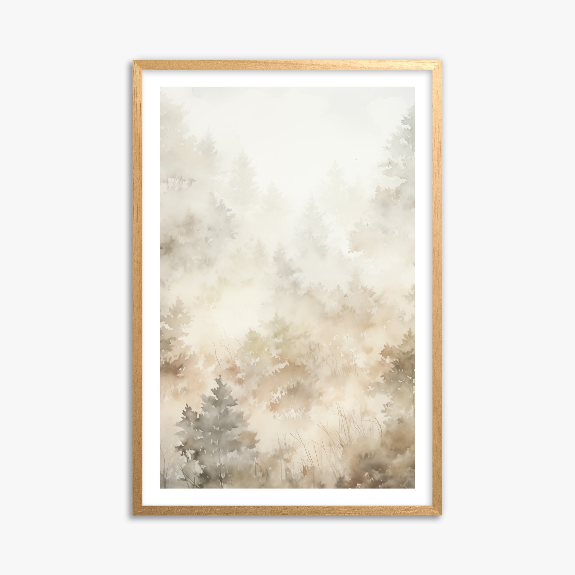 Misty Forest Whispers, 61x91cm Oak Framed Art Reproduction