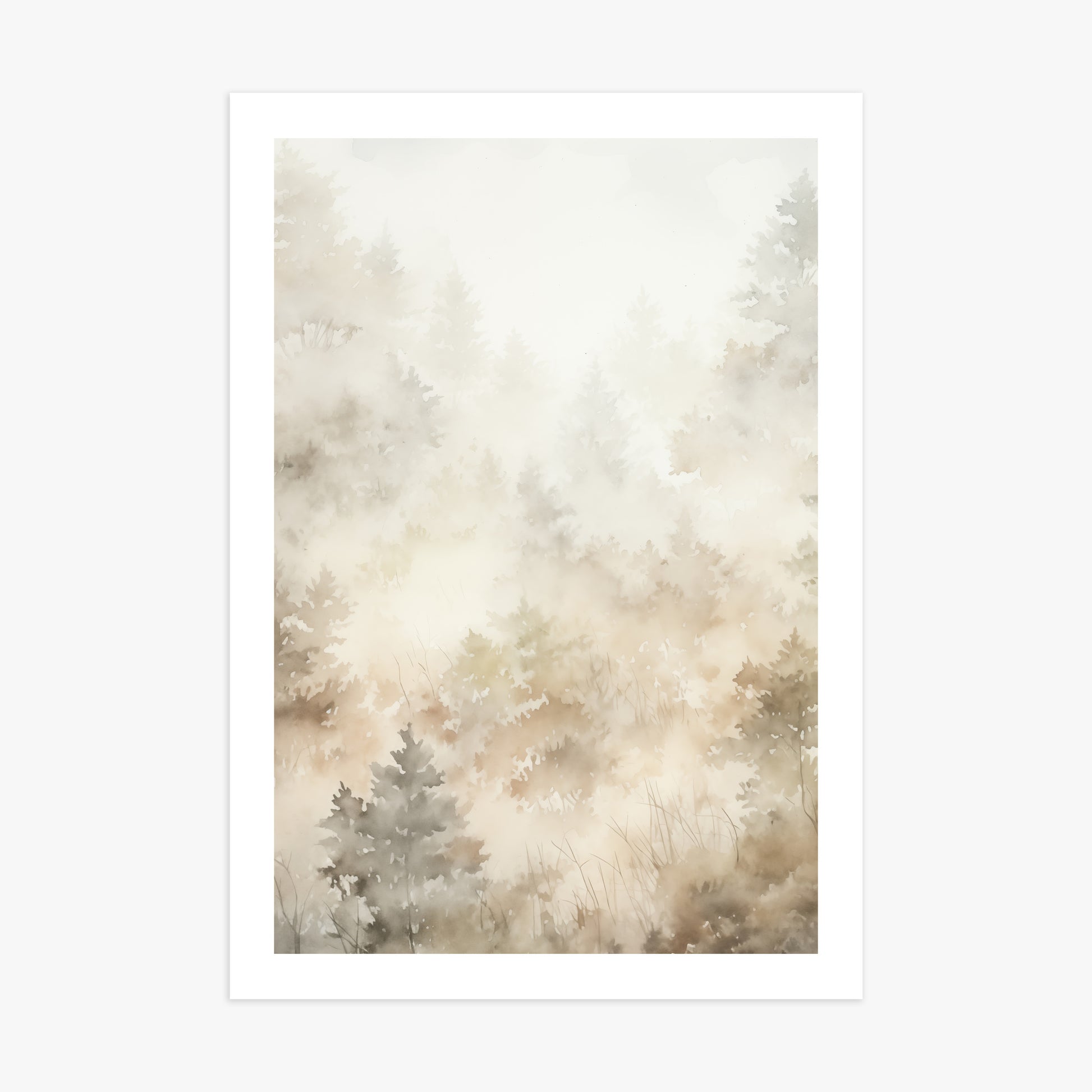 Misty Forest Whispers, 70x100cm Printed Poster