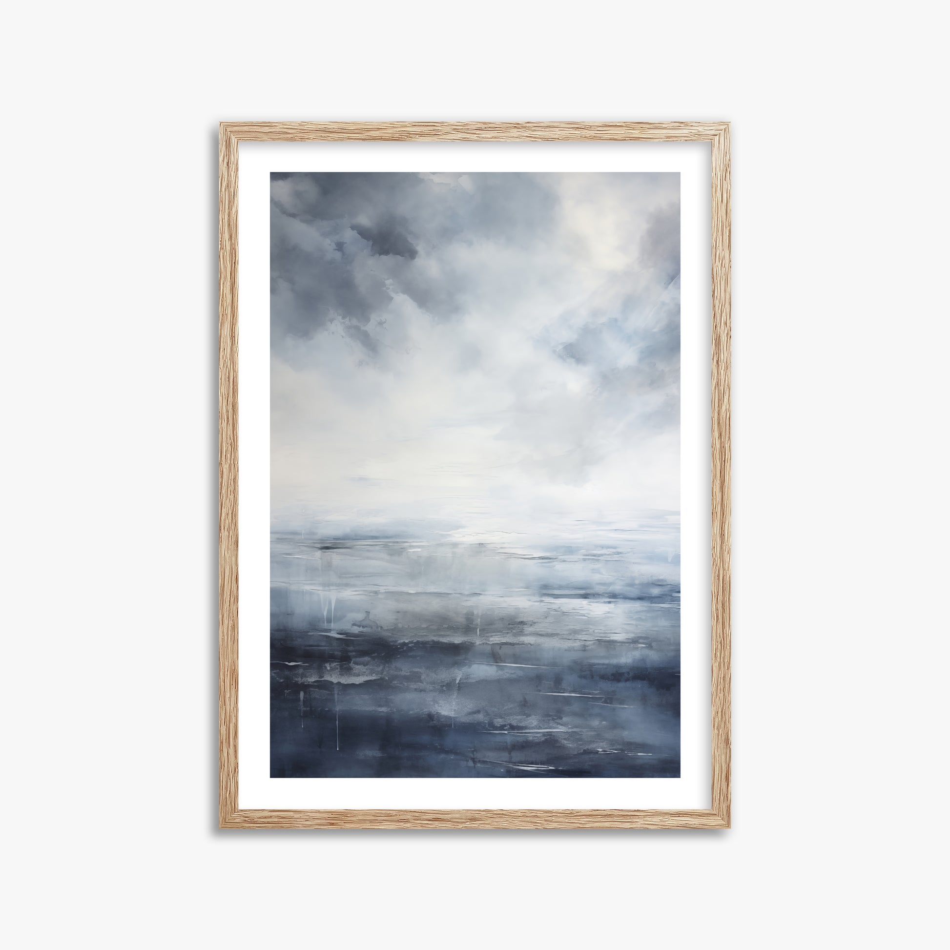 Tempest Mirror, 50x70cm Framed Art Reproduction With Raw Oak Frame