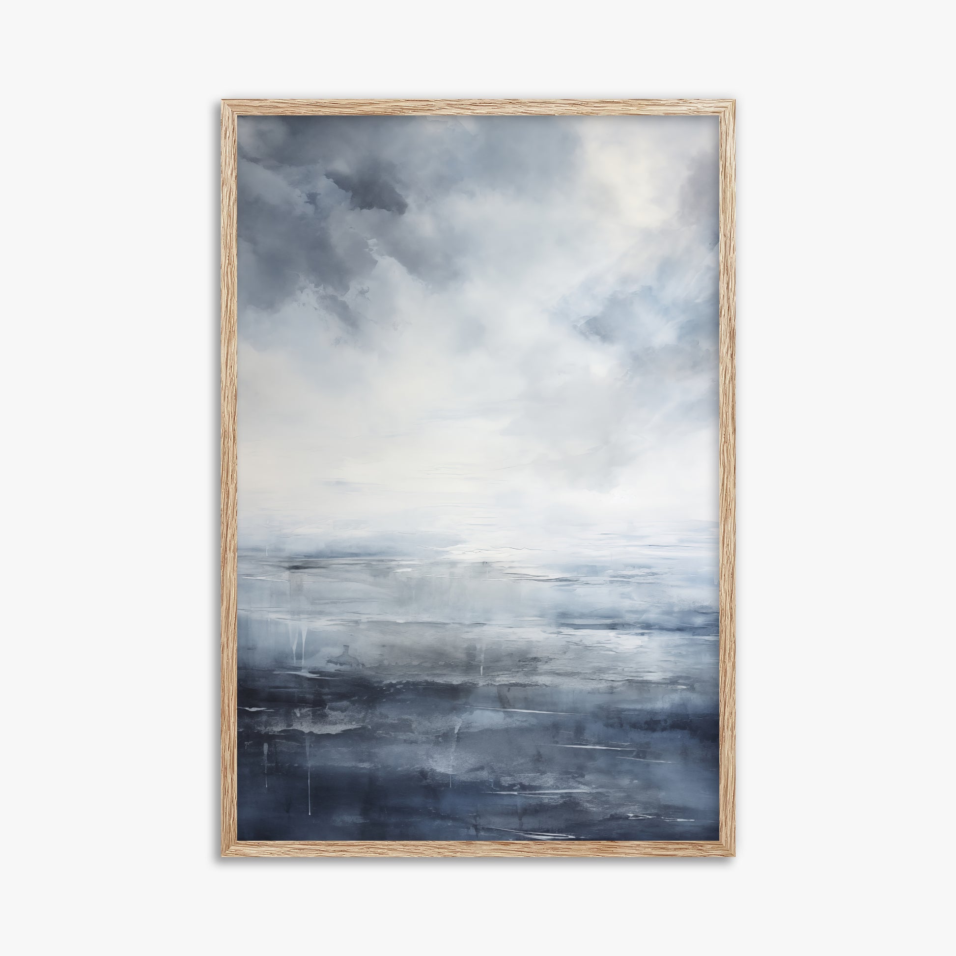 Tempest Mirror, 61x91cm Framed Art Reproduction With Raw Oak Frame