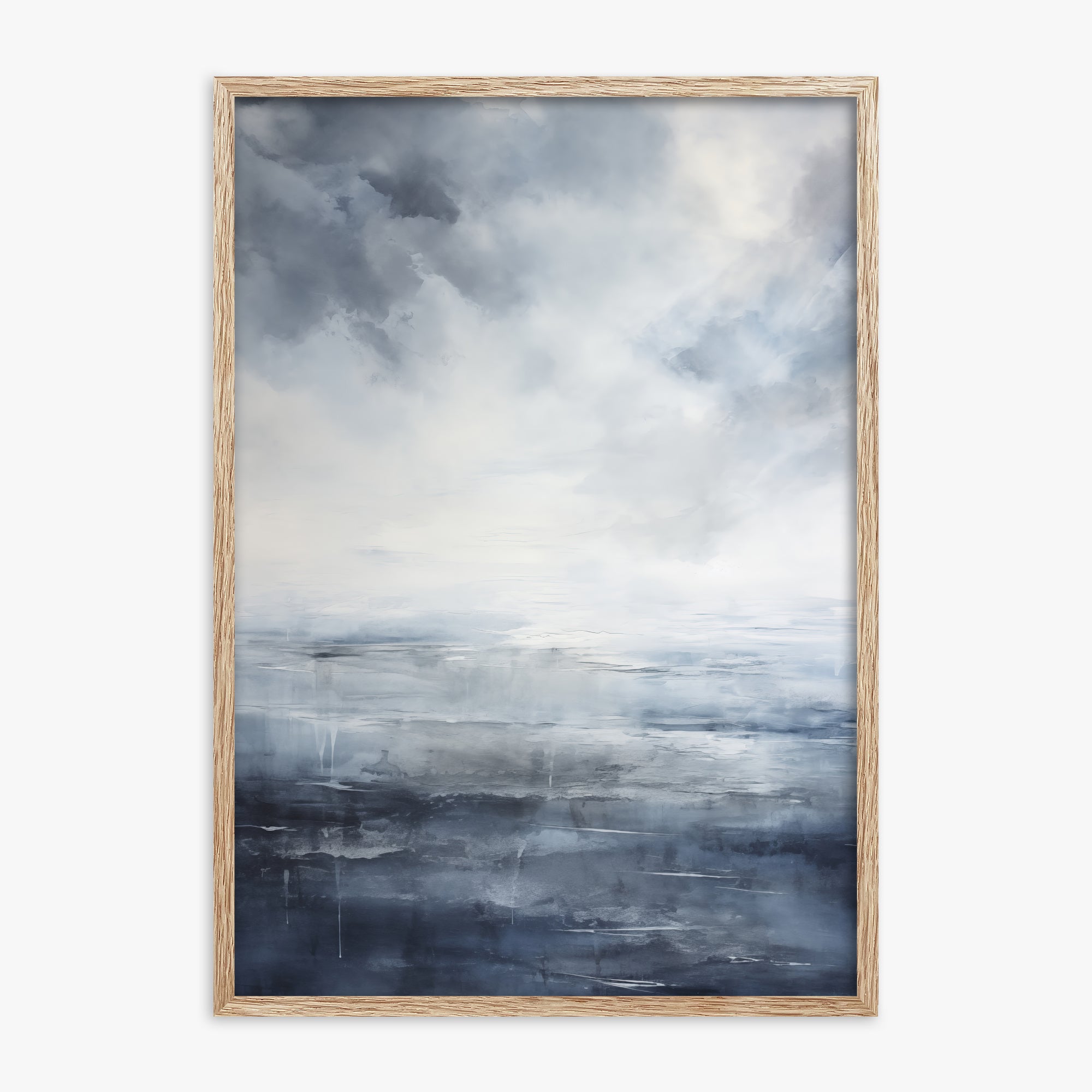 Tempest Mirror, 70x100cm Framed Art Reproduction With Raw Oak Frame