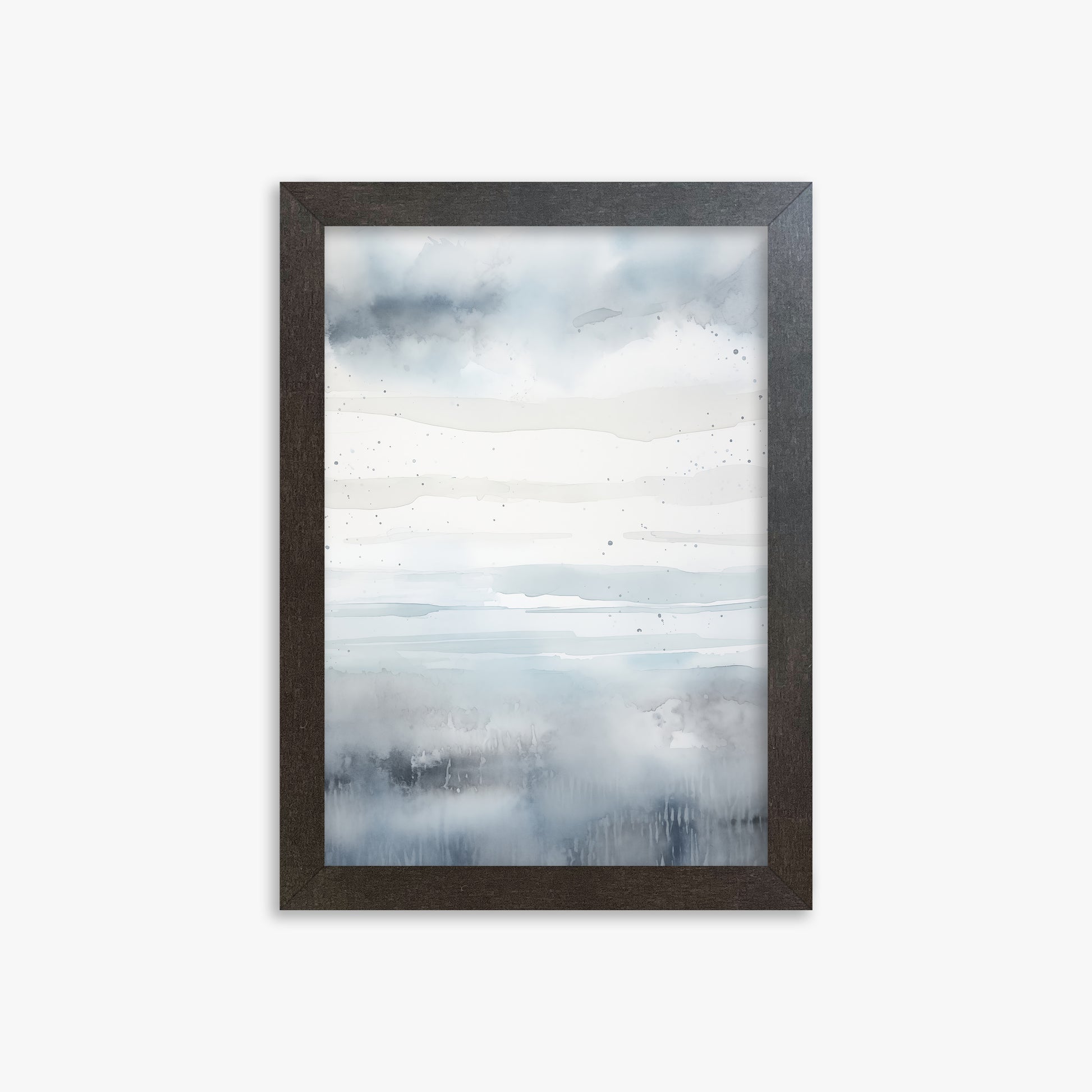 Misty Horizon Watercolor, 21x30cm Framed Art Reproduction With Espresso Frame