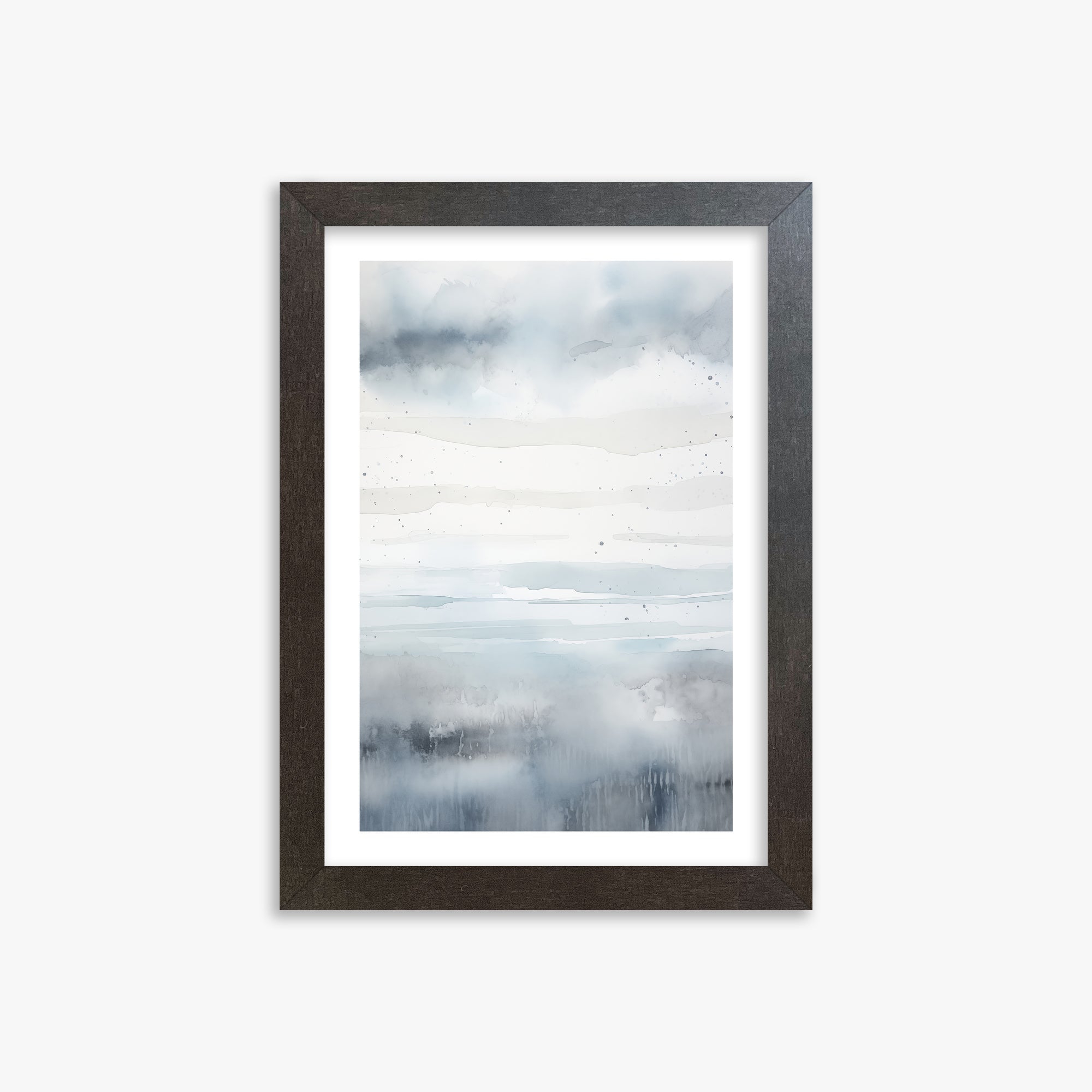 Misty Horizon Watercolor, 21x30cm Framed Art Reproduction With Espresso Frame