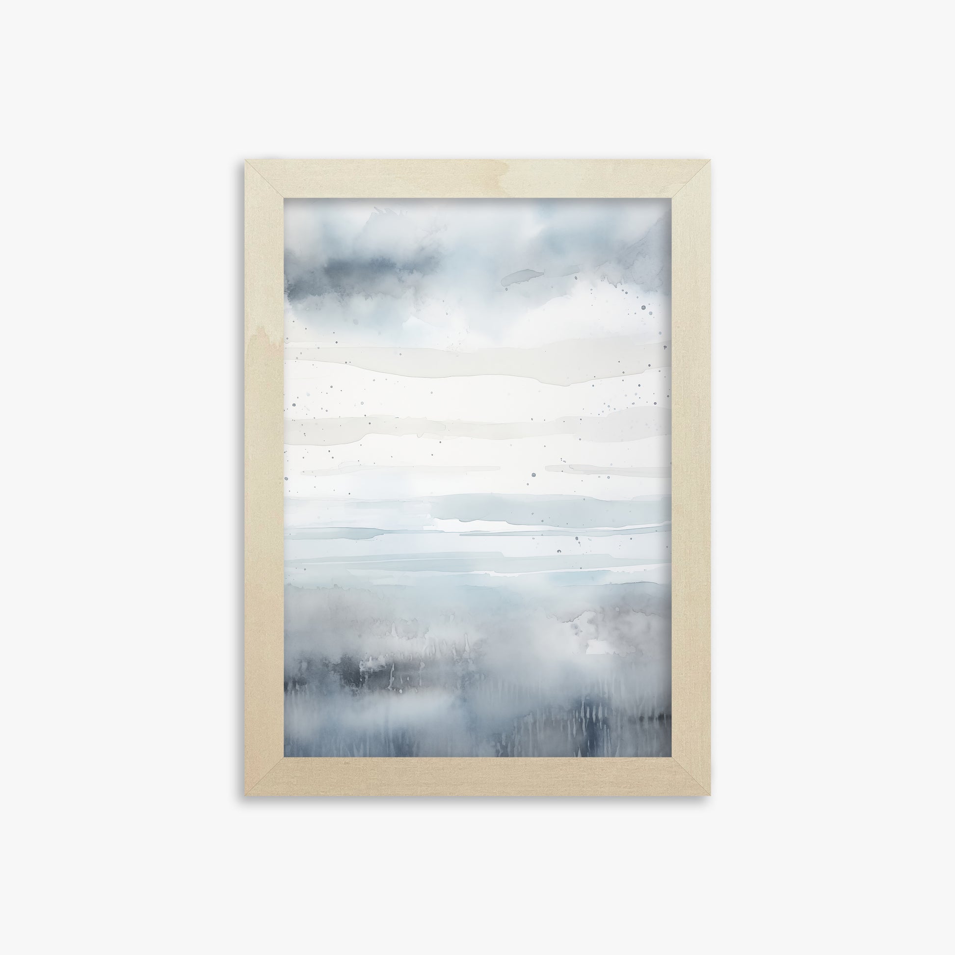 Misty Horizon Watercolor, 21x30cm Framed Art Reproduction With Lime Wood Frame