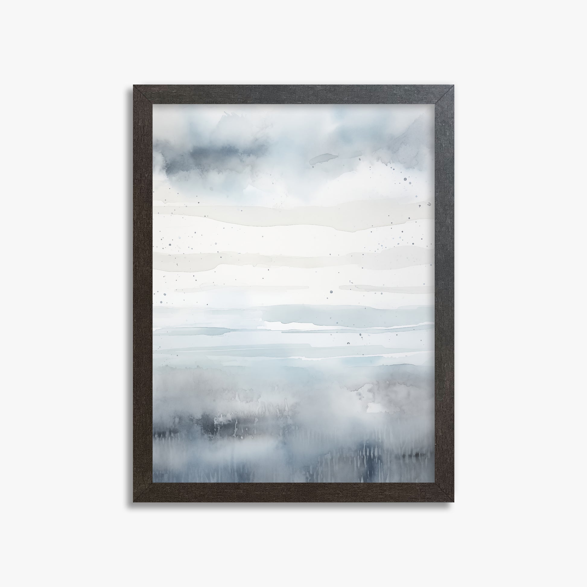 Misty Horizon Watercolor, 30x40cm Framed Art Reproduction With Espresso Frame