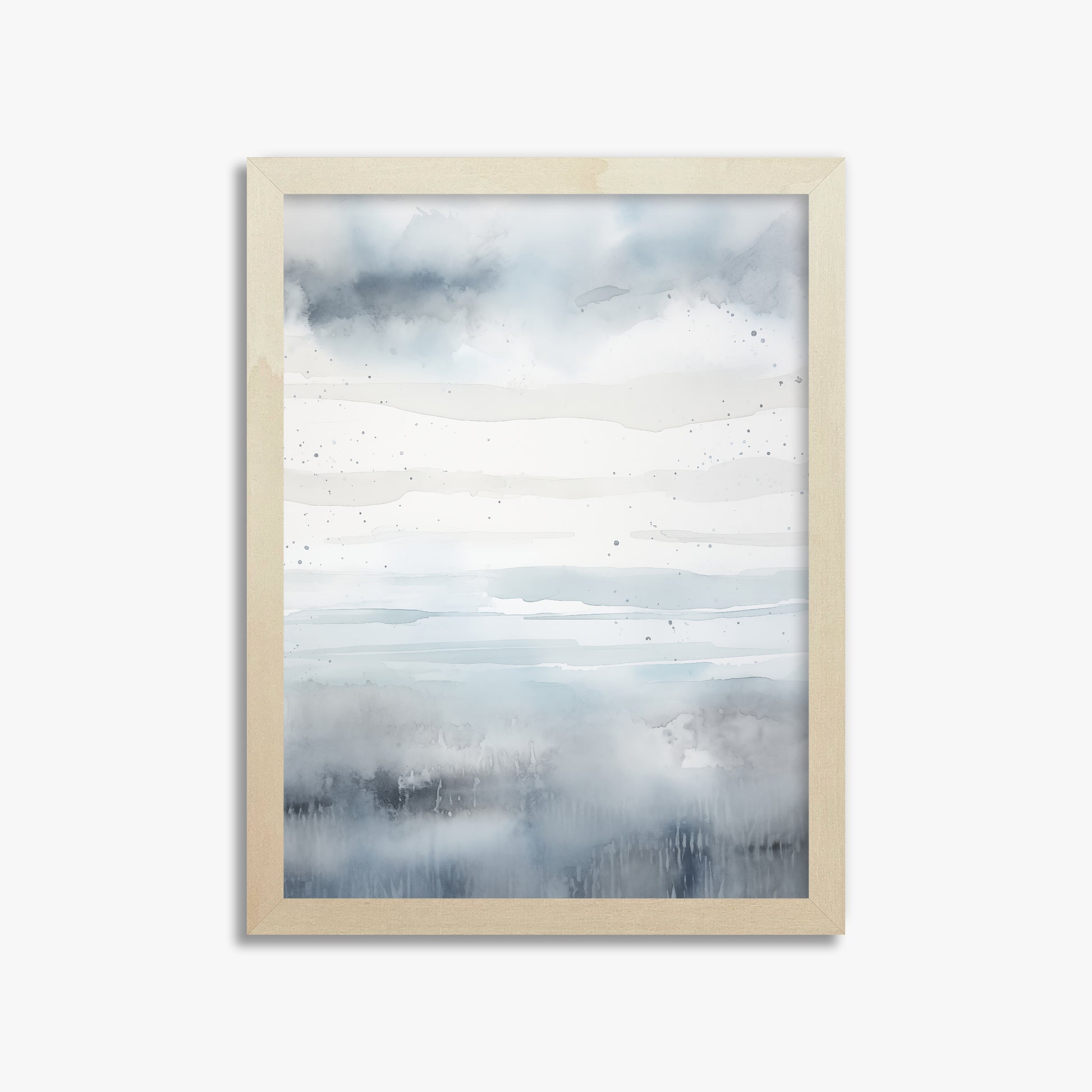 Misty Horizon Watercolor, 30x40cm Framed Art Reproduction With Lime Wood Frame