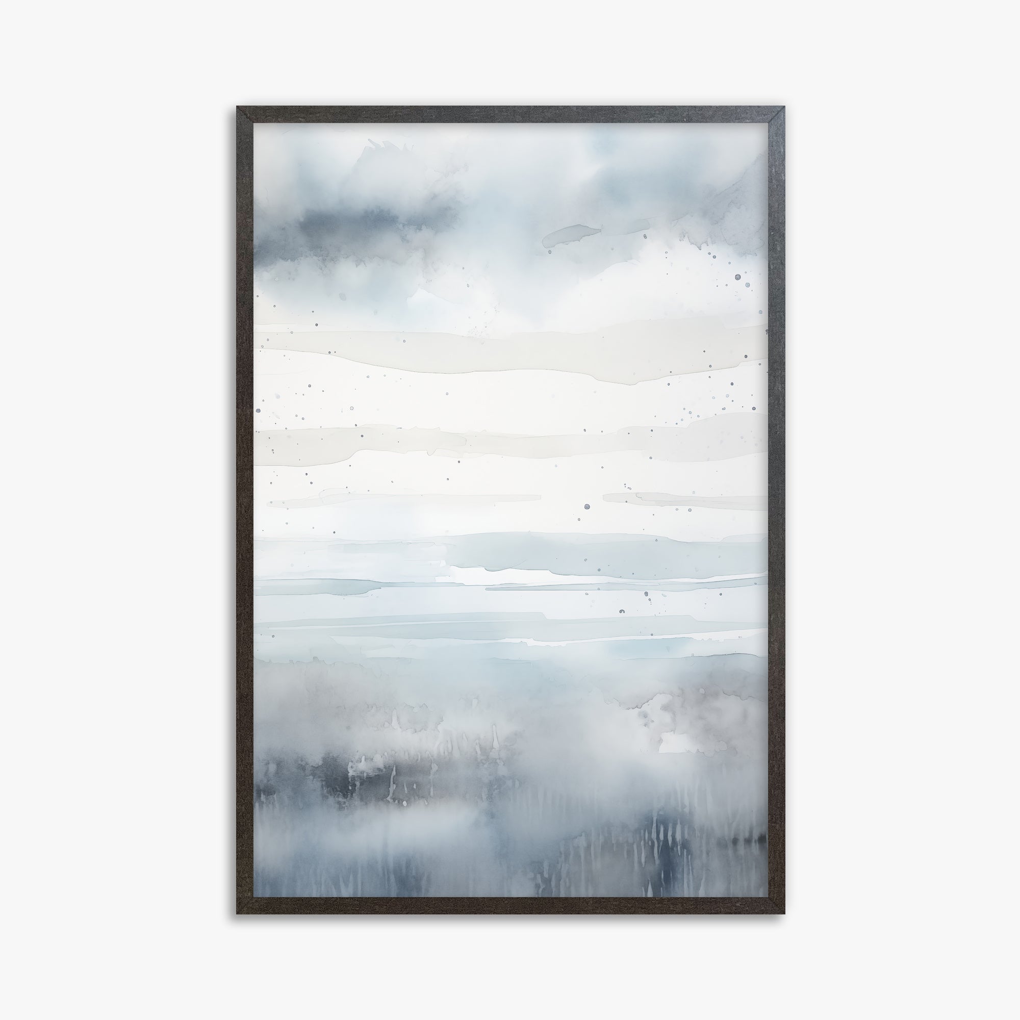 Misty Horizon Watercolor, 61x91cm Framed Art Reproduction With Espresso Frame