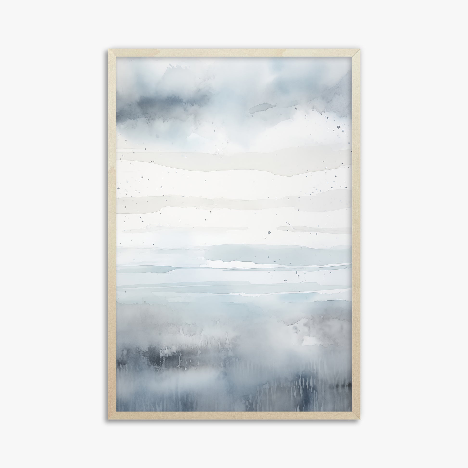 Misty Horizon Watercolor, 61x91cm Framed Art Reproduction With Lime Wood Frame