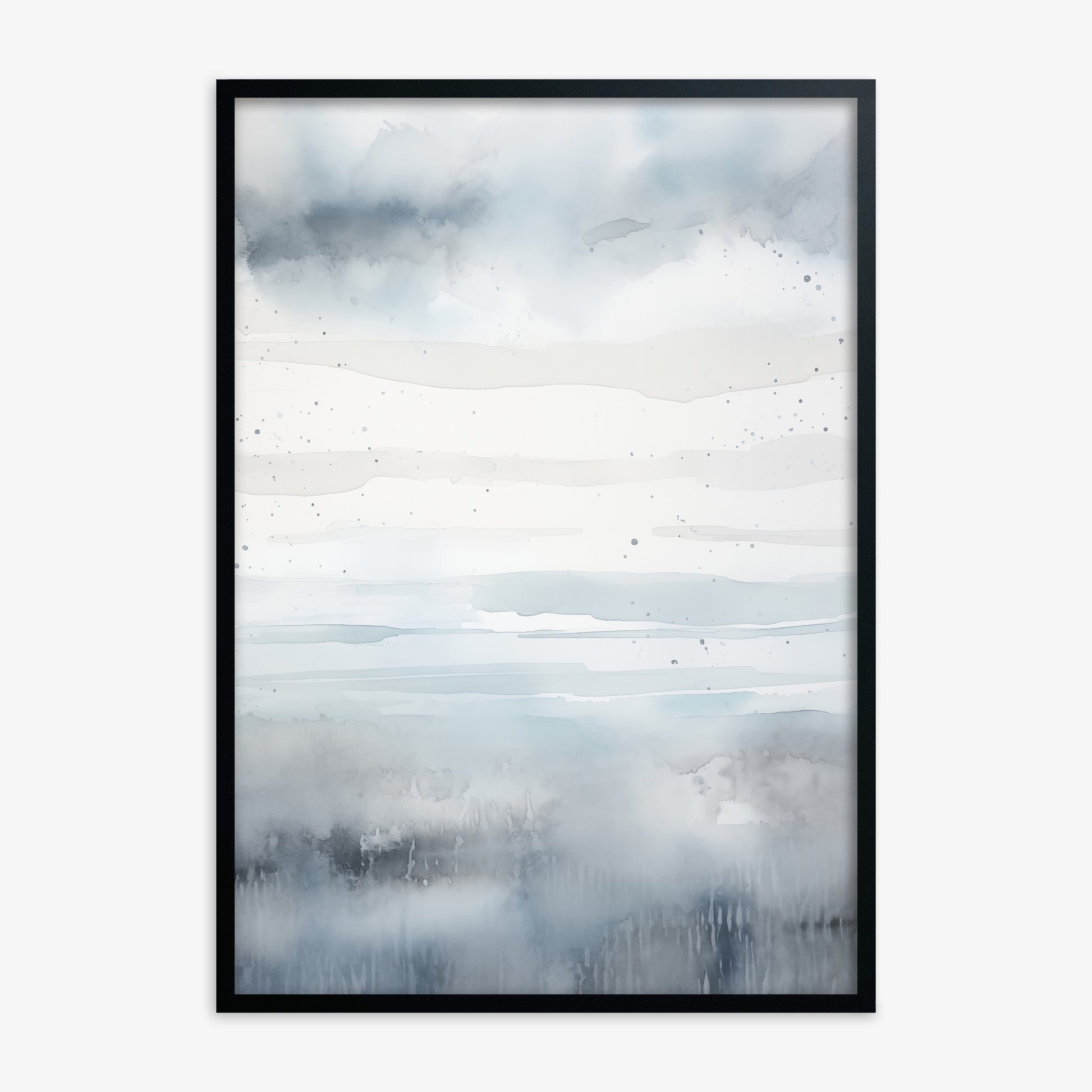 Misty Horizon Watercolor, Black Framed Poster With Black Frame