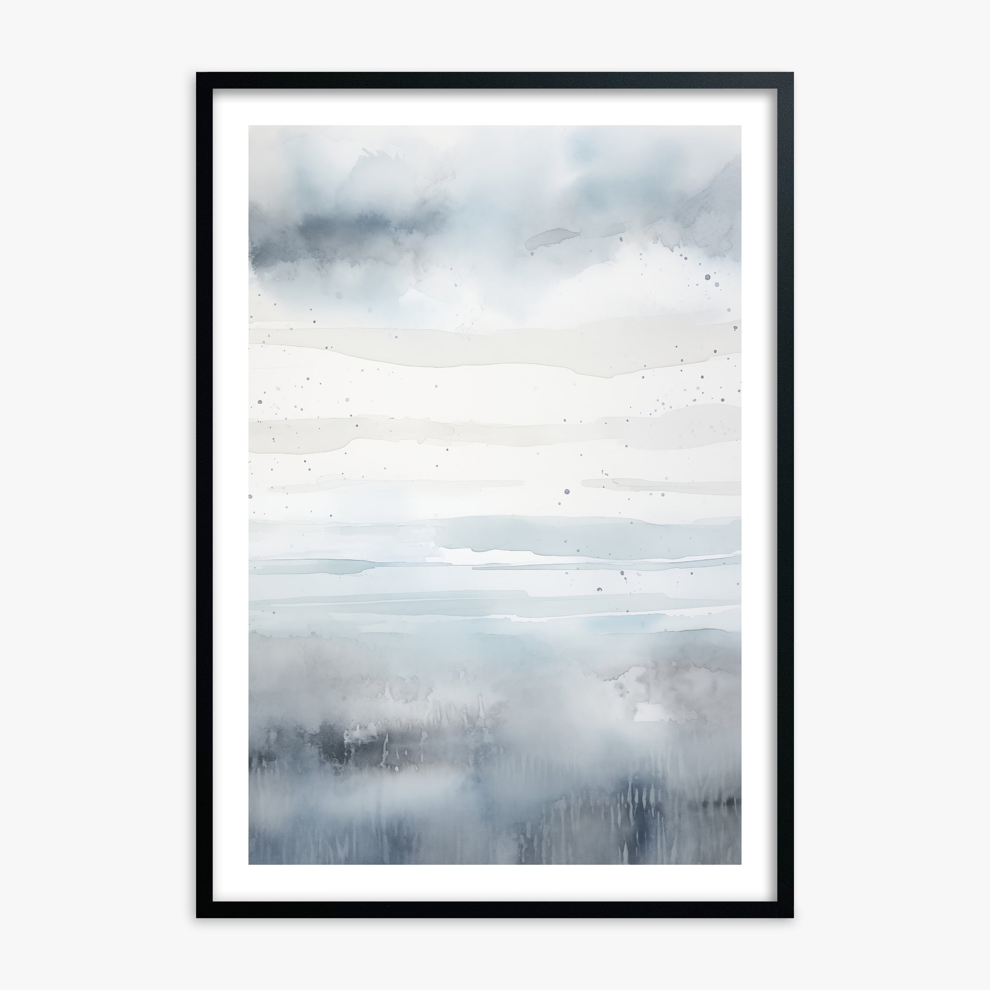 Misty Horizon Watercolor, Black Framed Poster With Black Frame