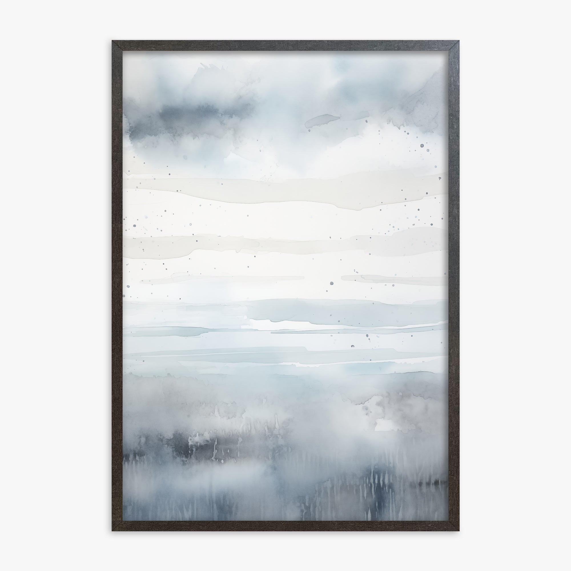 Misty Horizon Watercolor, 70x100cm Framed Art Reproduction With Espresso Frame