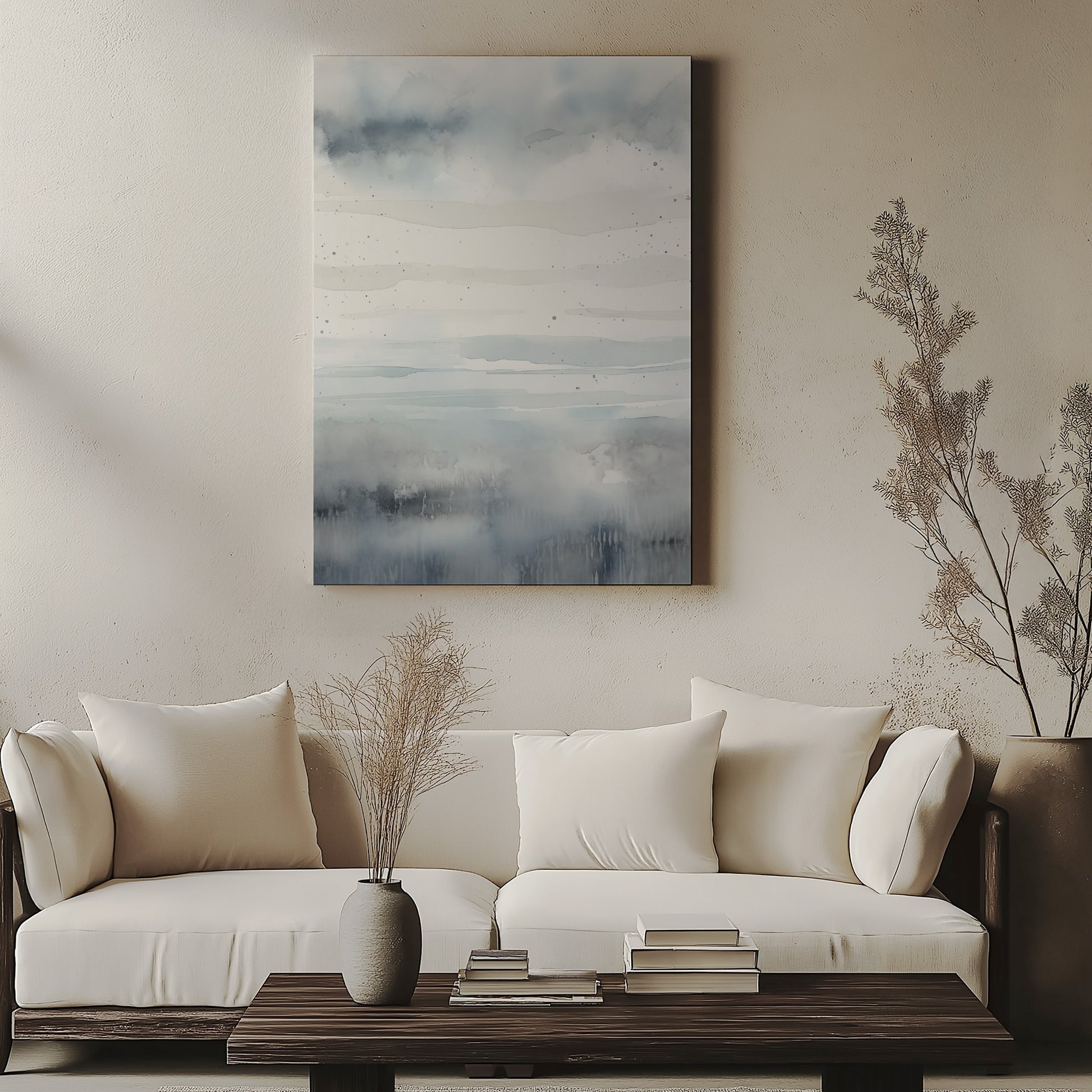 Design Concept No. 57 for Misty Horizon Watercolor Japanese Satin Canvas Wall Art