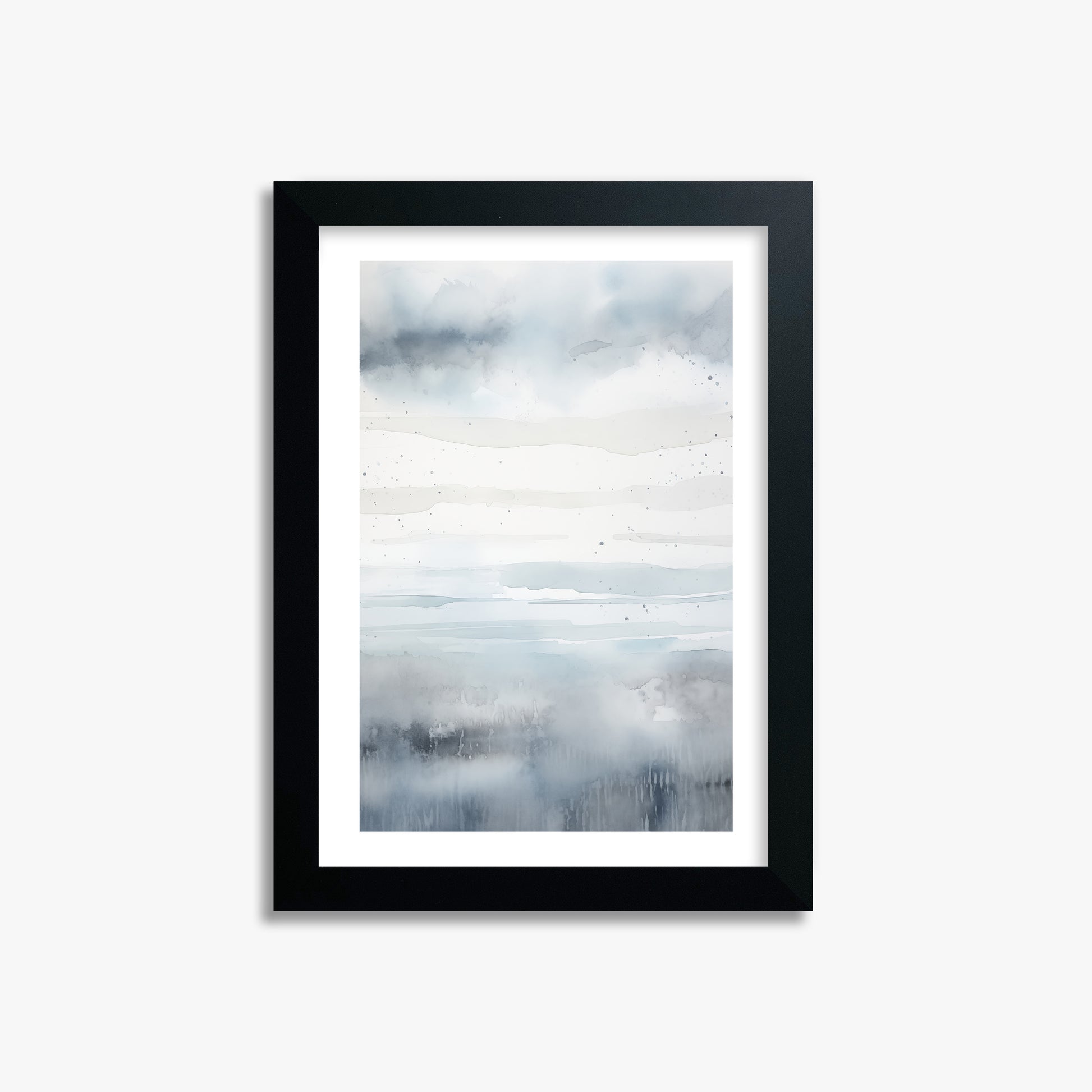 Misty Horizon Watercolor, 21x30cm Black Framed Art Reproduction