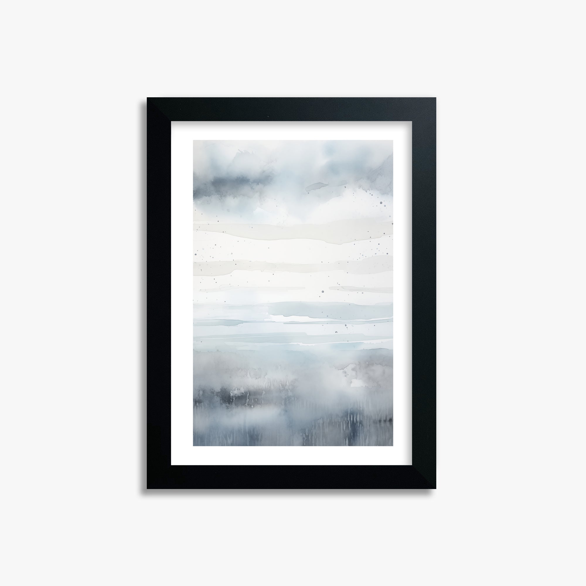 Misty Horizon Watercolor, 21x30cm Black Framed Art Reproduction