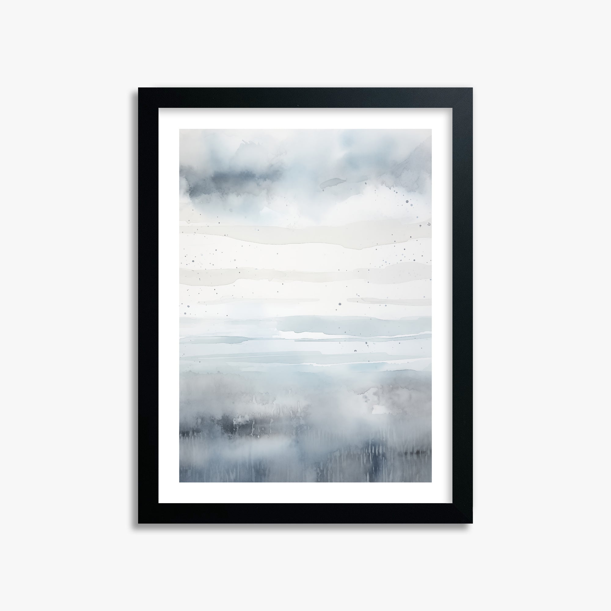 Misty Horizon Watercolor, 30x40cm Black Framed Art Reproduction