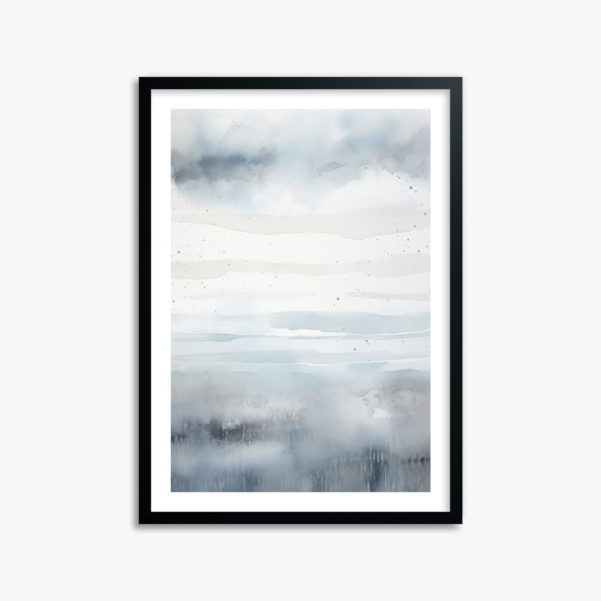 Misty Horizon Watercolor, 50x70cm Black Framed Art Reproduction