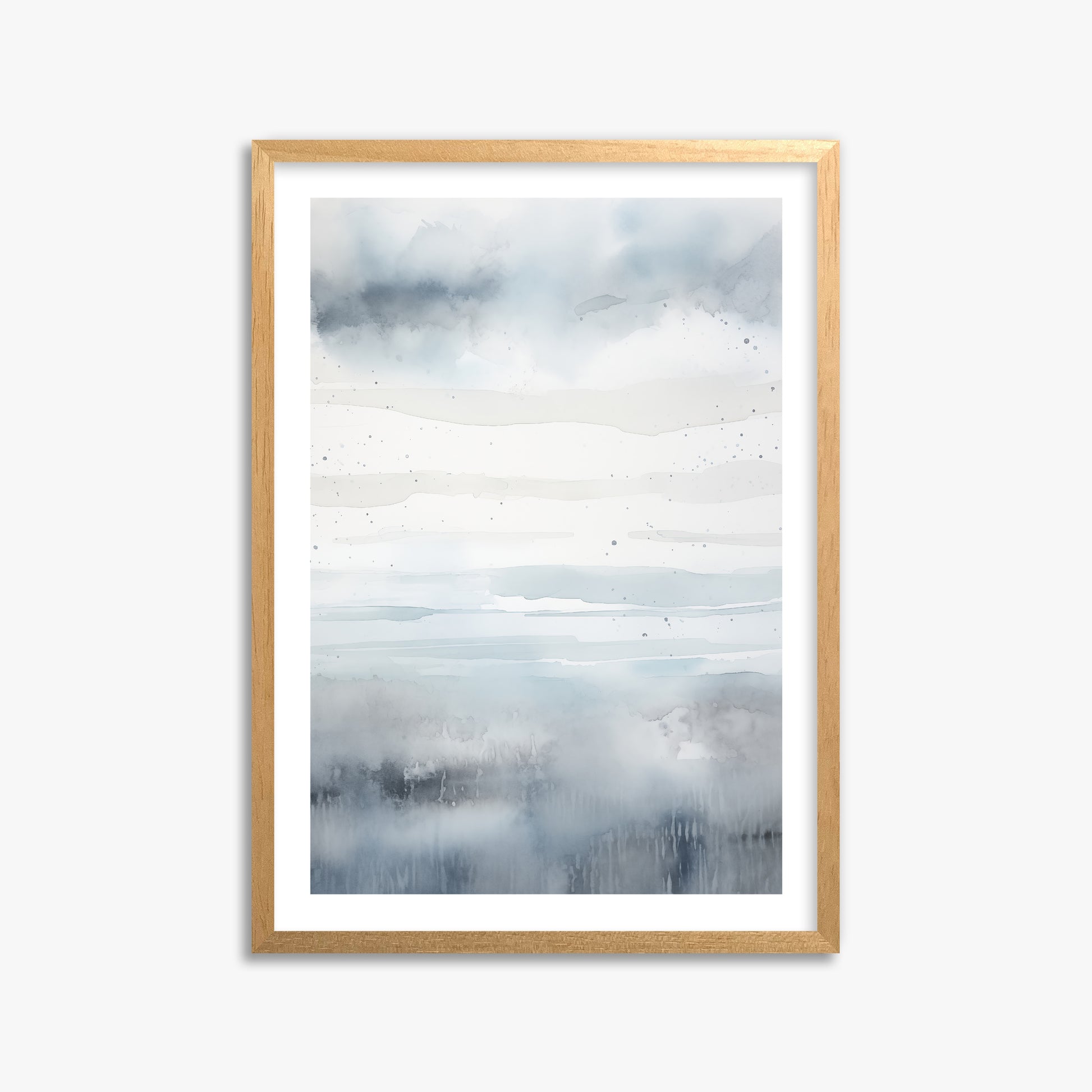 Misty Horizon Watercolor, 50x70cm Oak Framed Art Reproduction