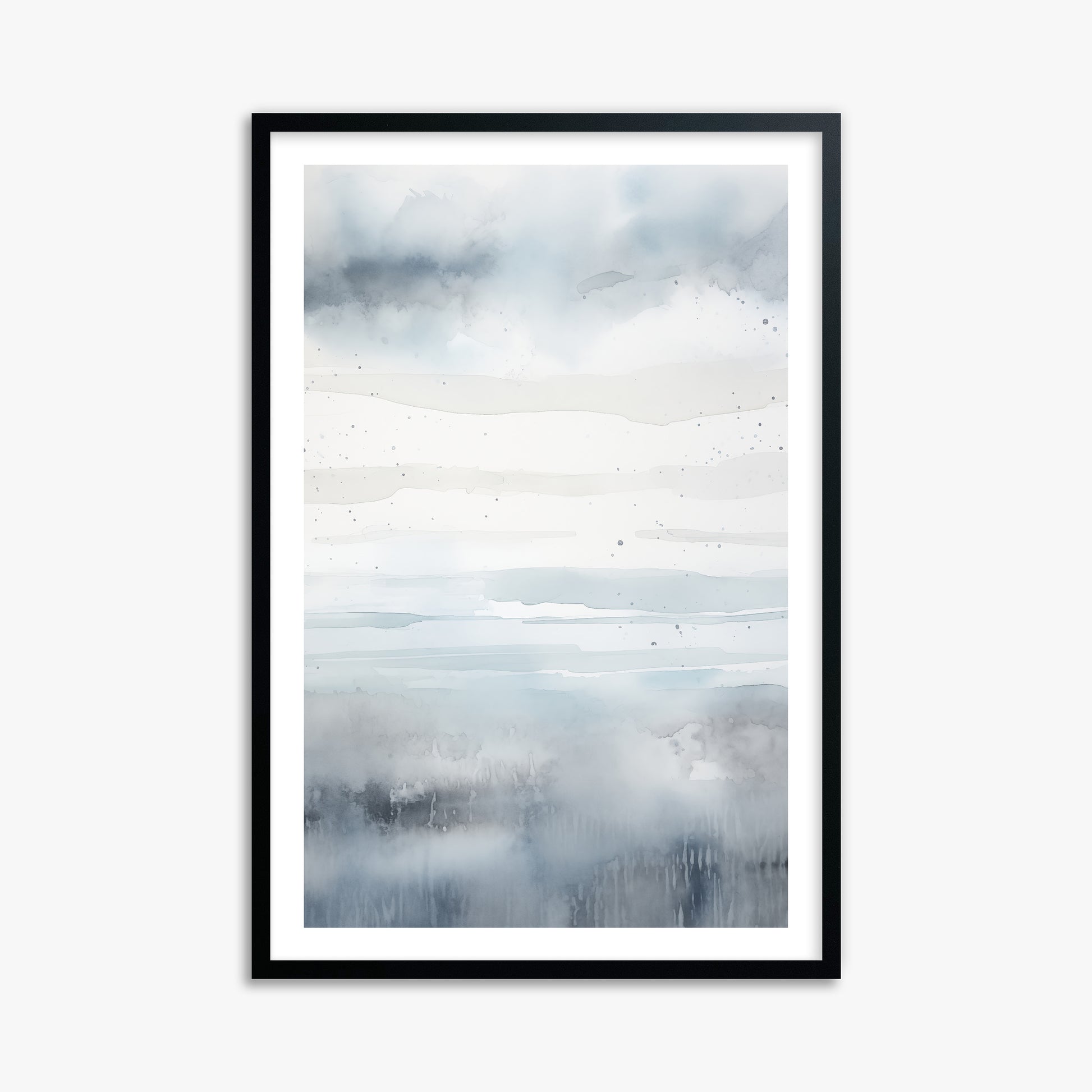 Misty Horizon Watercolor, 61x91cm Black Framed Art Reproduction
