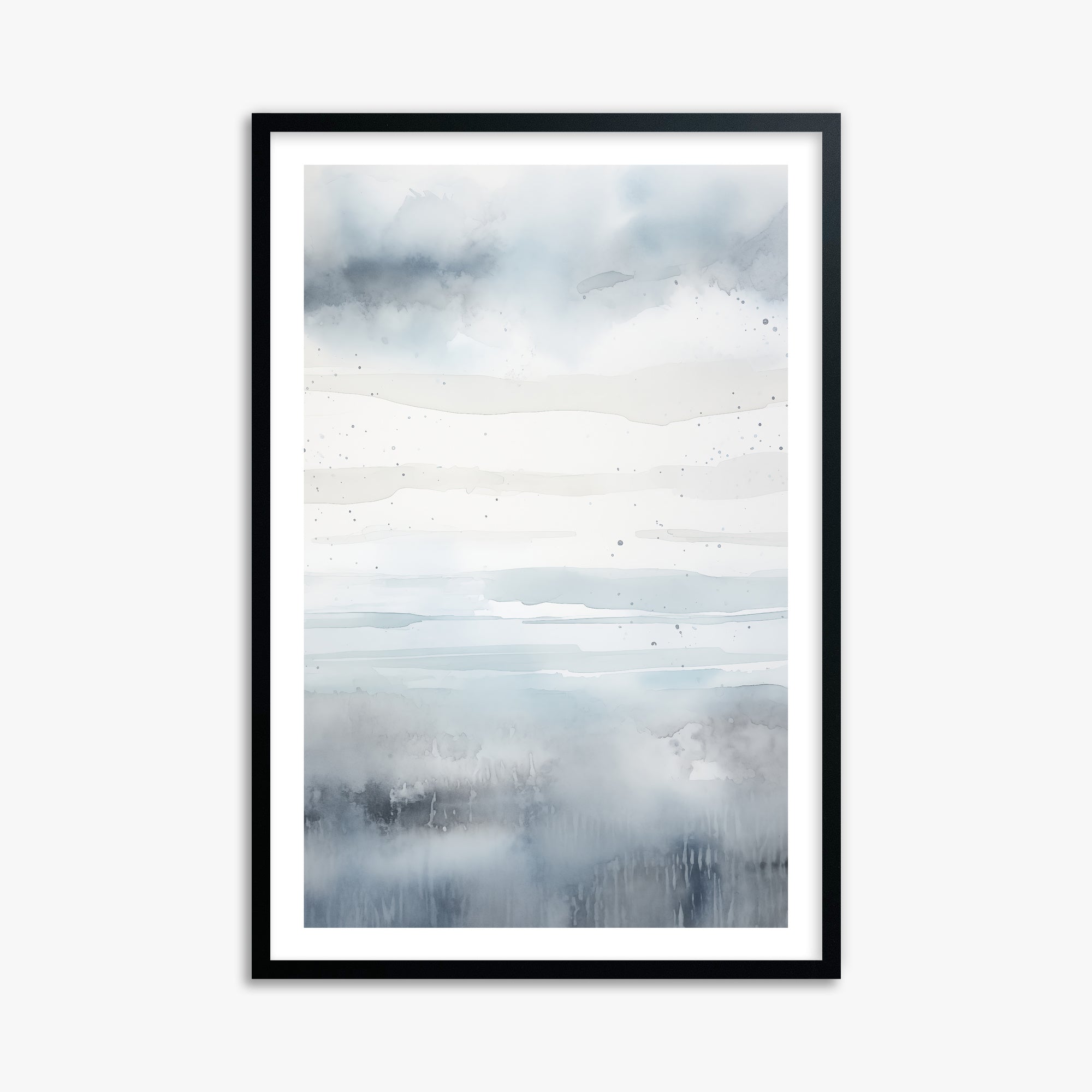 Misty Horizon Watercolor, 61x91cm Black Framed Art Reproduction