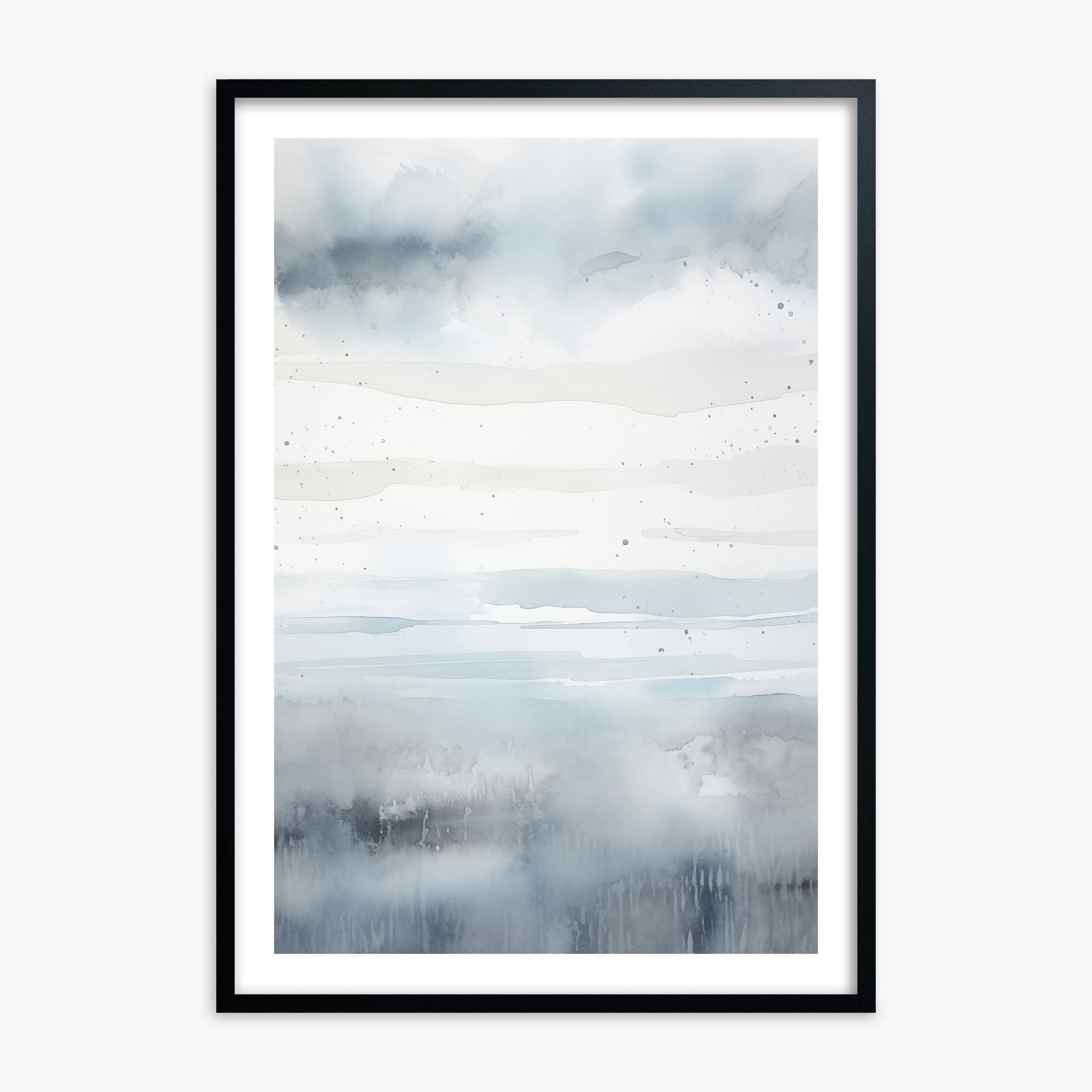 Misty Horizon Watercolor, 70x100cm Black Framed Art Reproduction