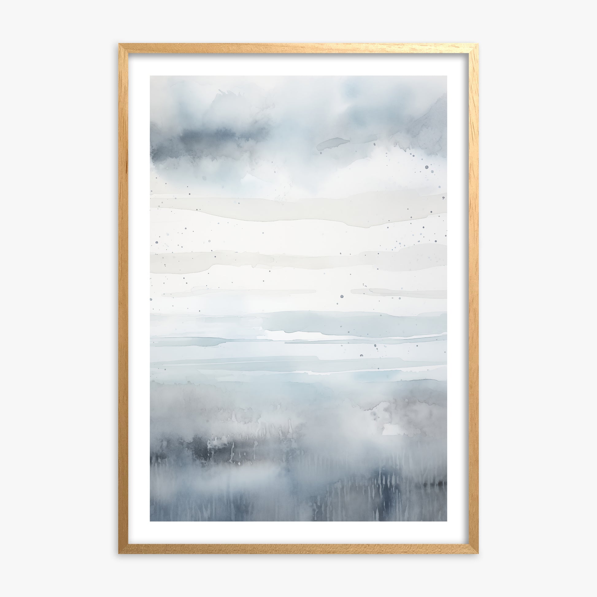 Misty Horizon Watercolor, 70x100cm Oak Framed Art Reproduction
