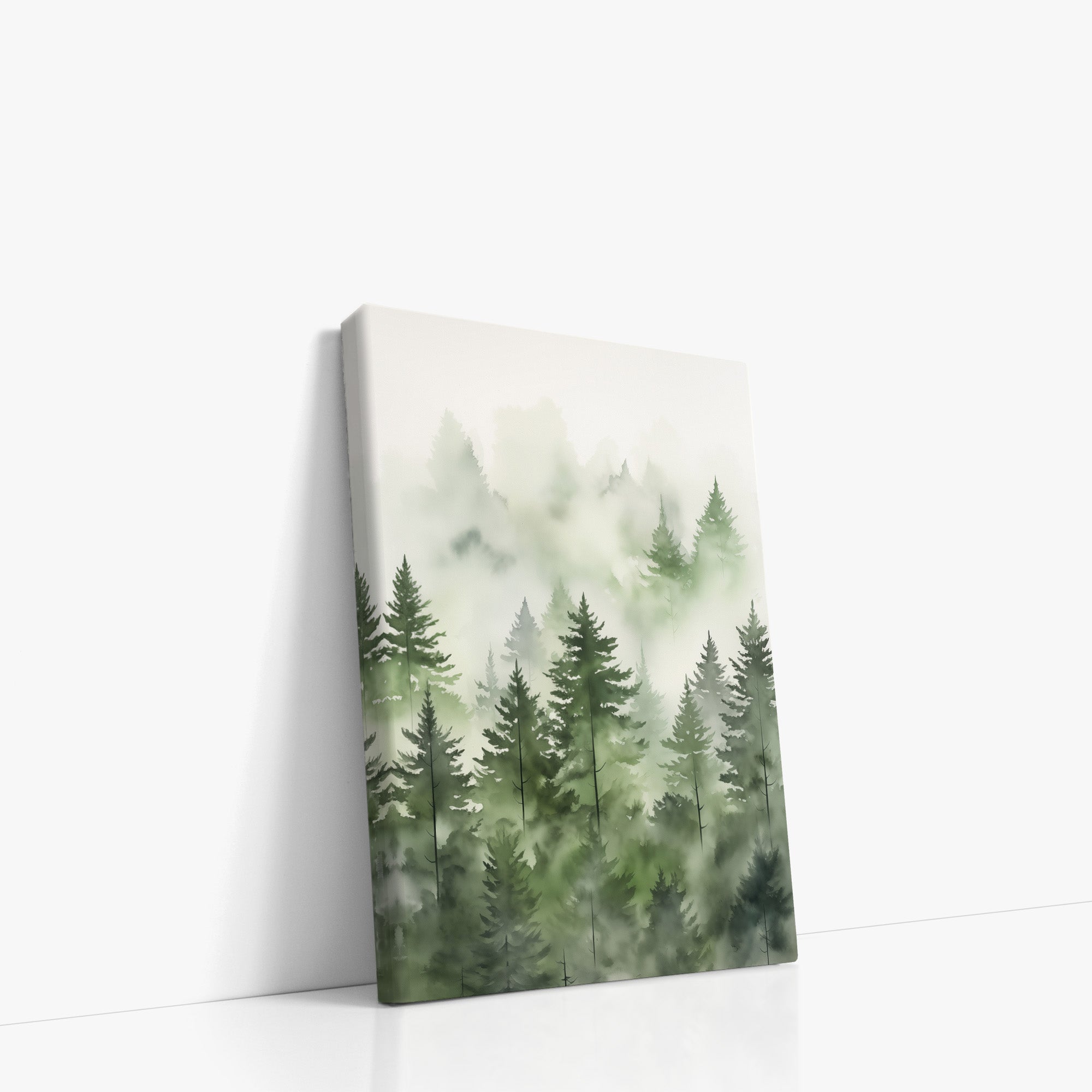 Aquarelle des pins brumeux
