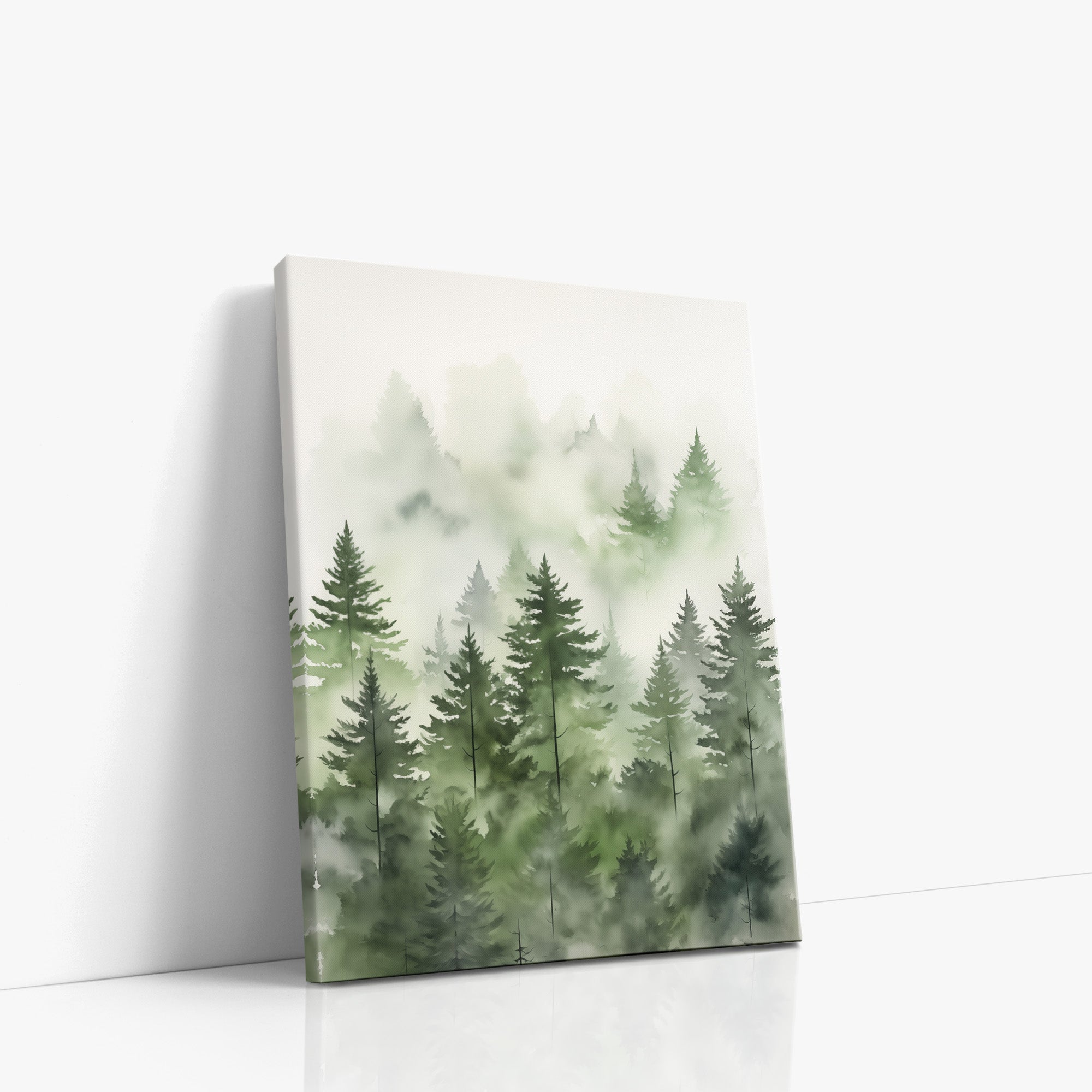 Aquarelle des pins brumeux