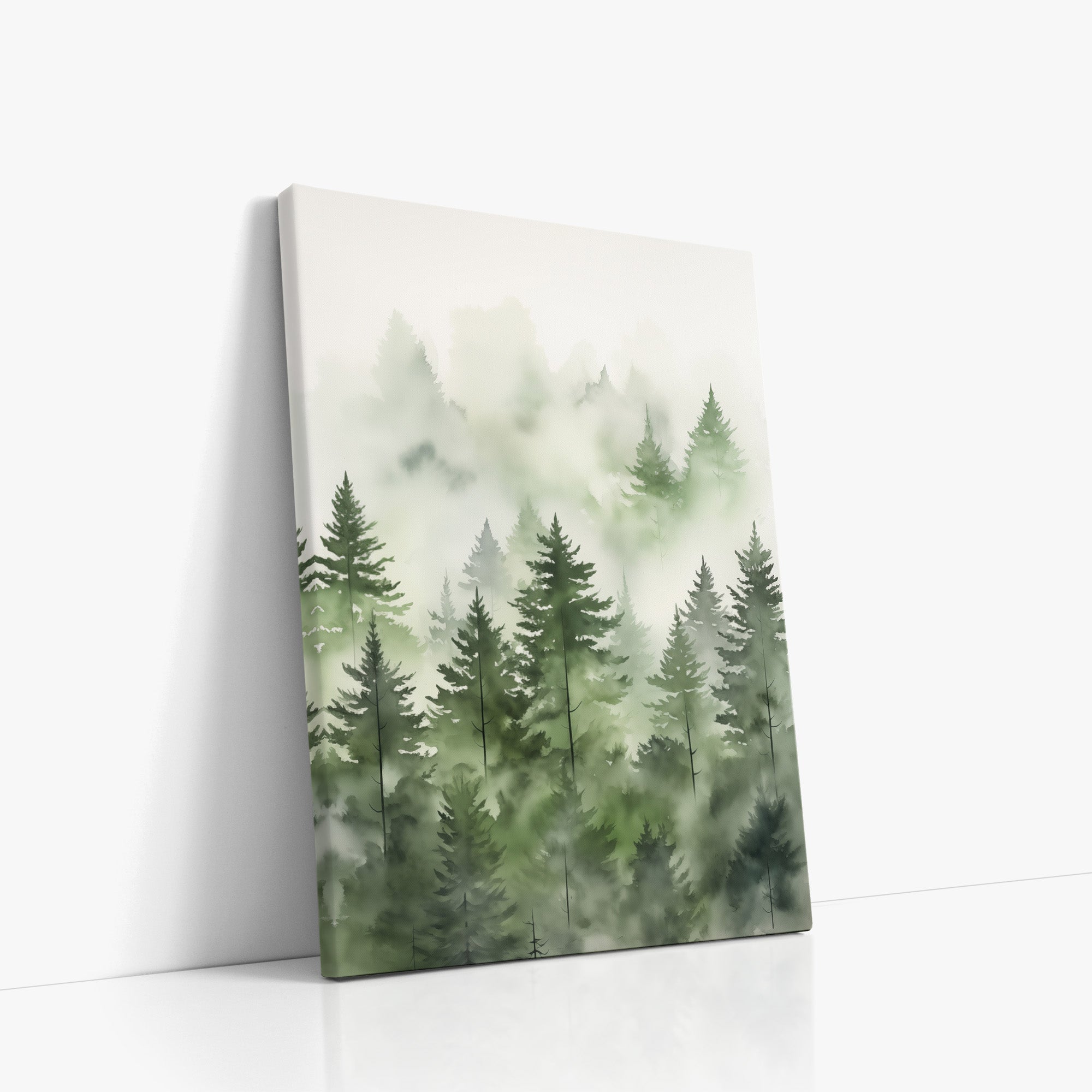 Aquarelle des pins brumeux