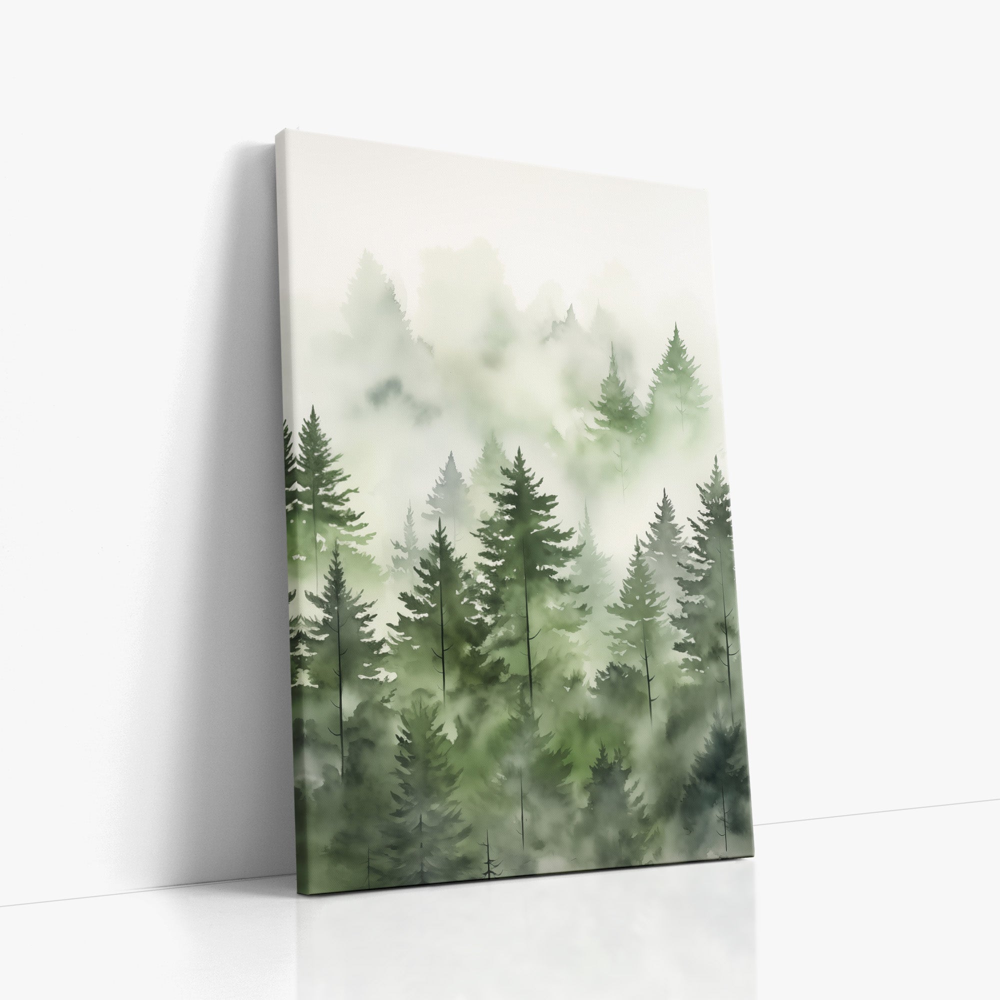 Aquarelle des pins brumeux