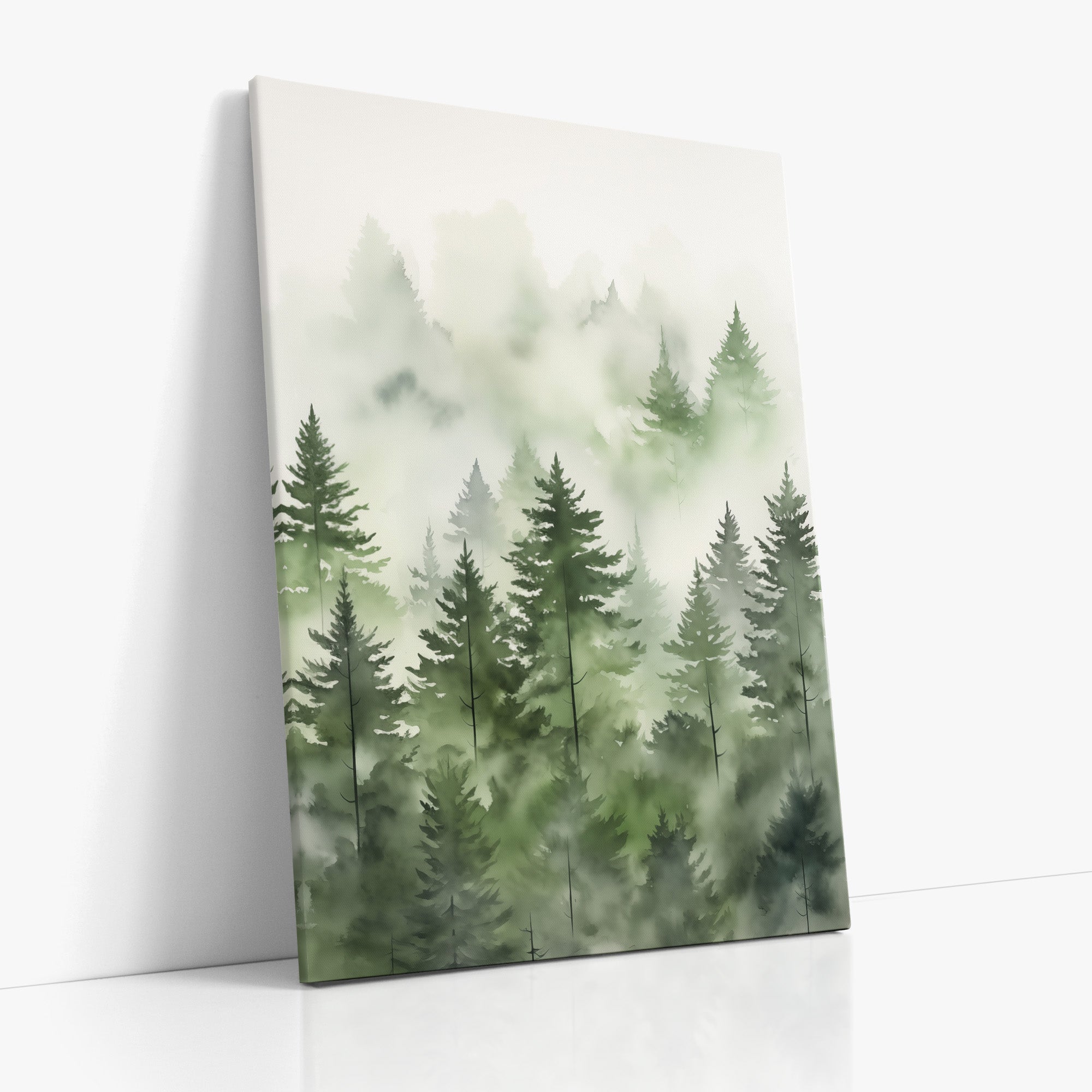 Aquarelle des pins brumeux