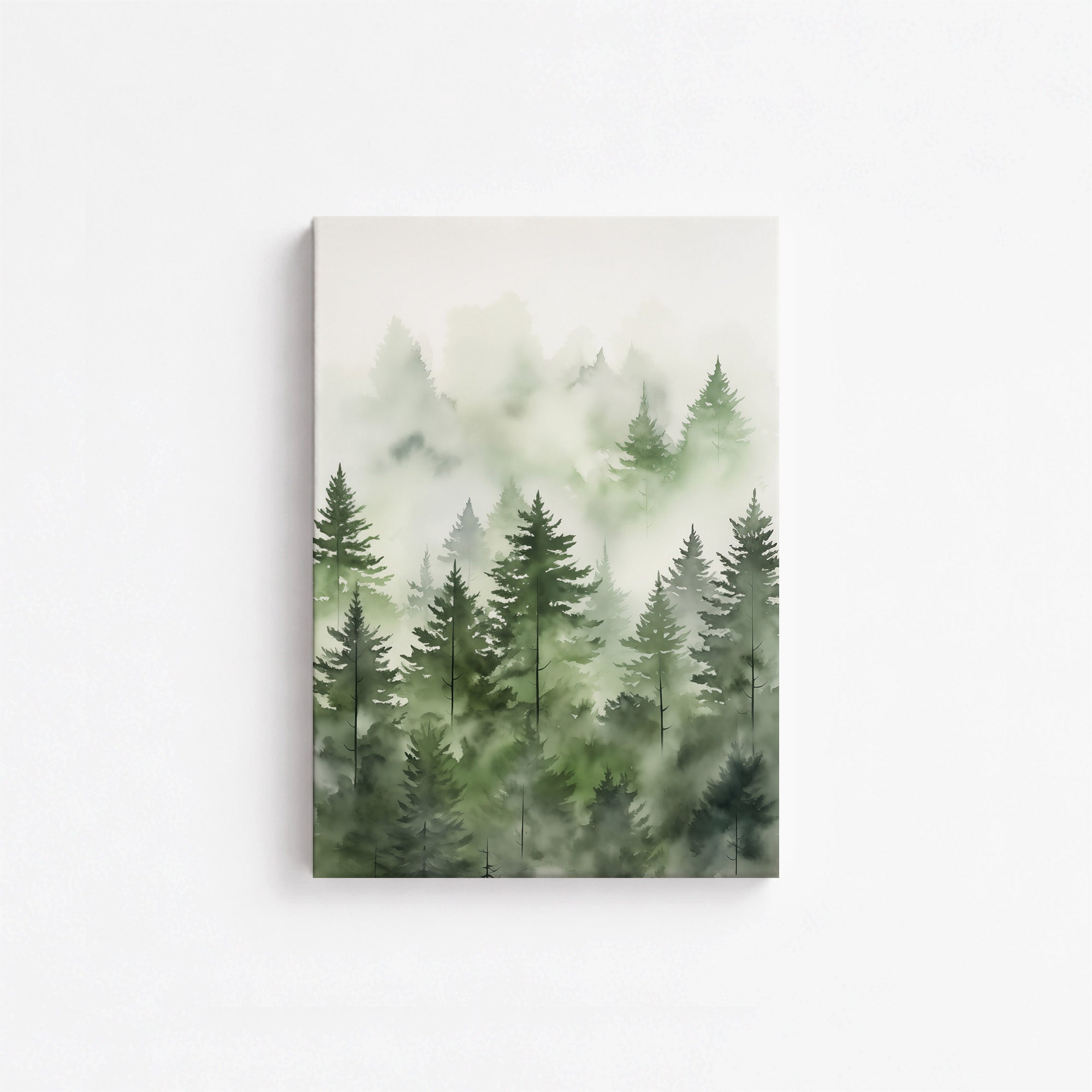 Aquarelle des pins brumeux