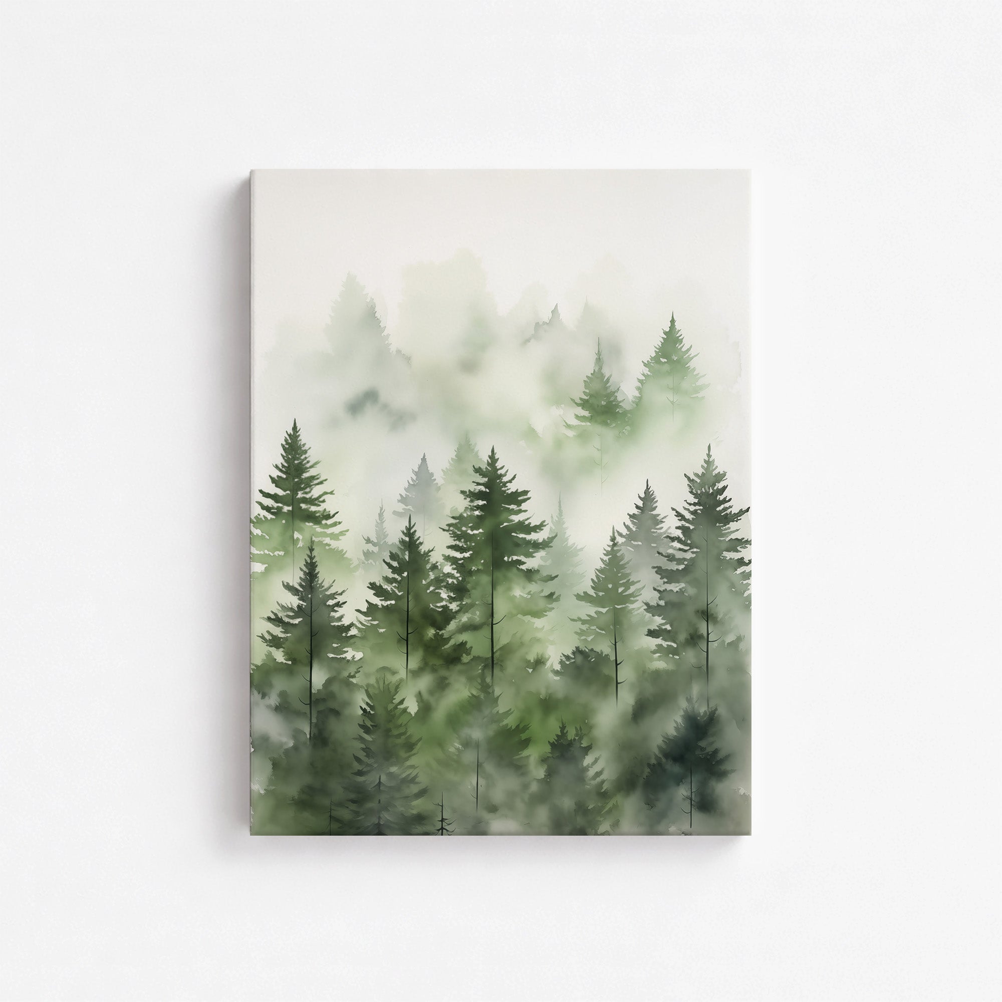 Aquarelle des pins brumeux
