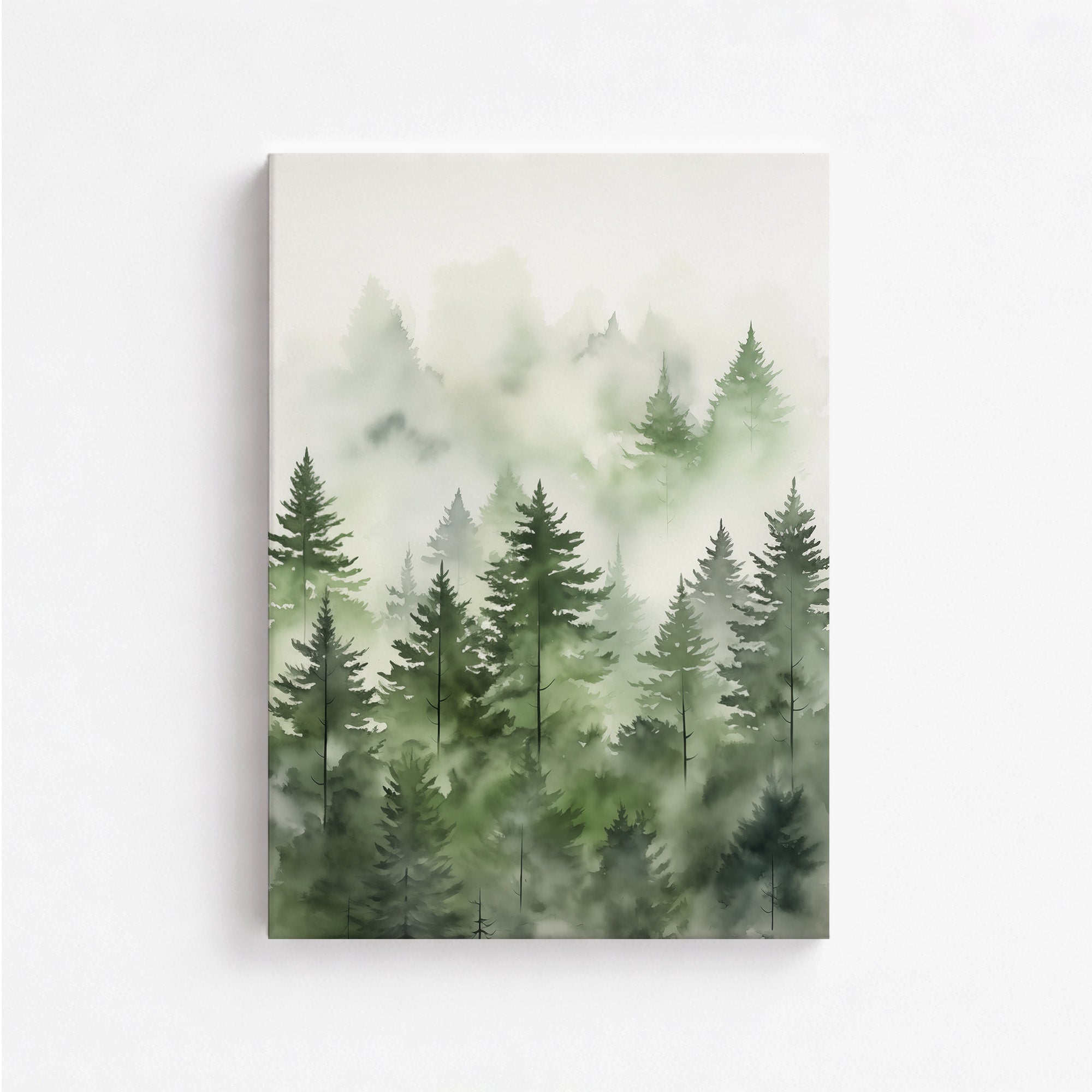 Aquarelle des pins brumeux