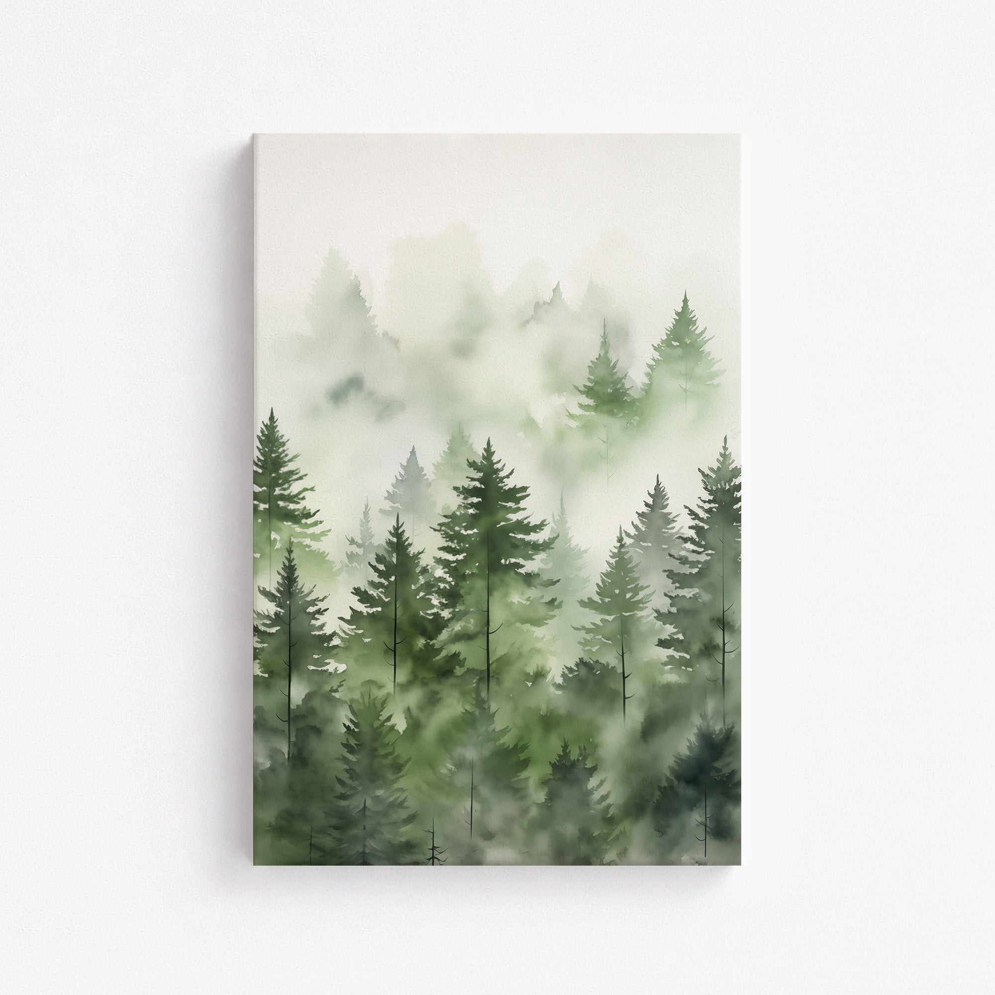 Aquarelle des pins brumeux