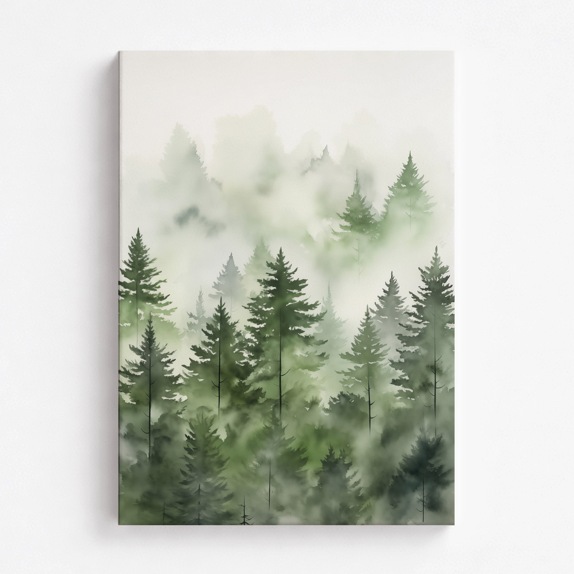Aquarelle des pins brumeux