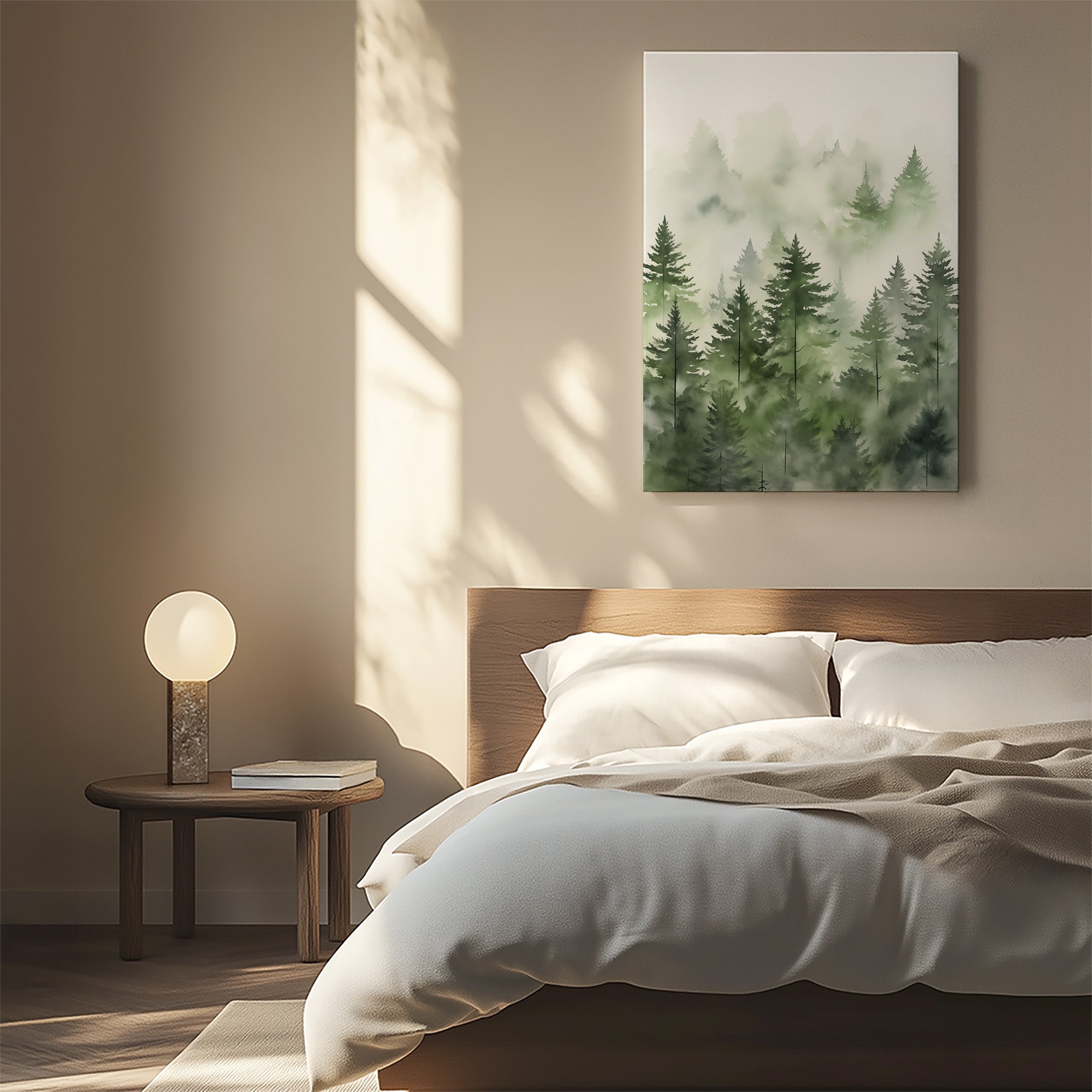Aquarelle des pins brumeux